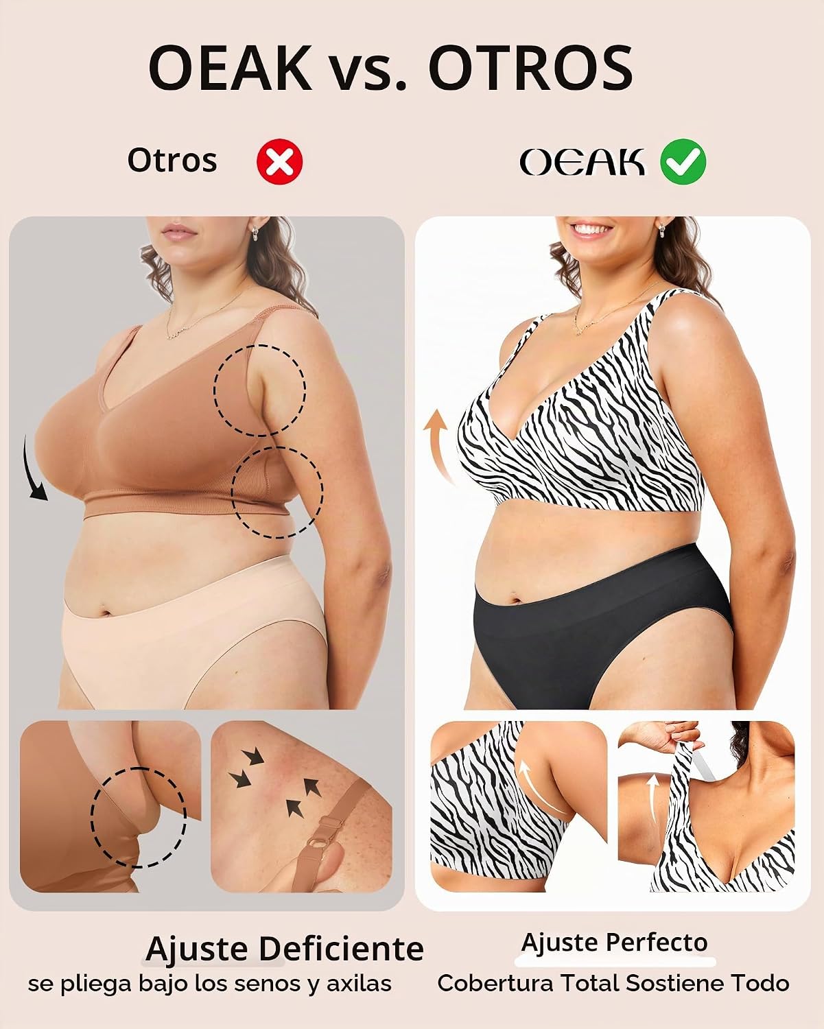 SOSTÉN OEAK JELLY SIN ARO ESCOTADO PUSH UP JESSCIA ESTAMPADO CEBRA NEGRO - 4