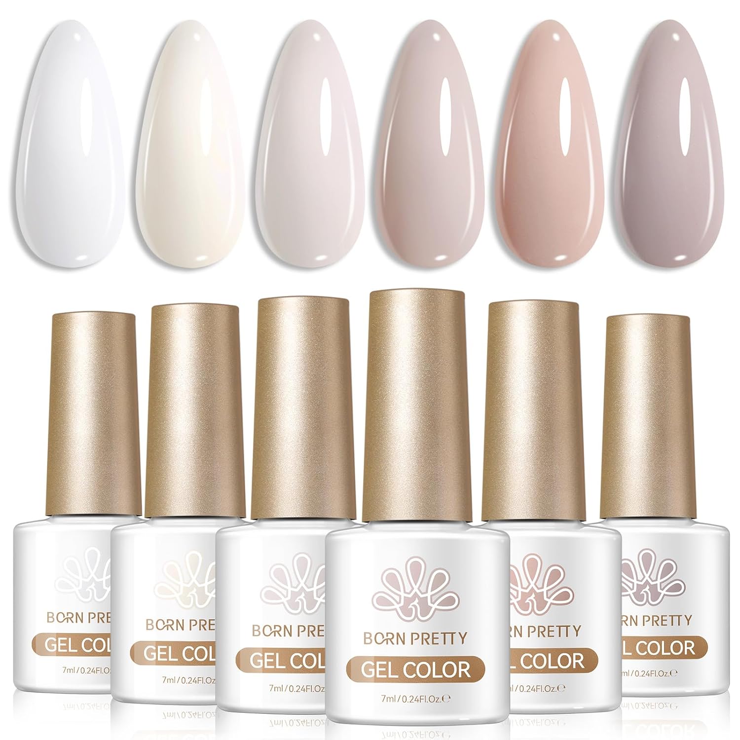 ESMALTE DE UÑAS GEL BORN PRETTY NUDE GRAY PINK SET 6 BOTELLAS 7ML - 1