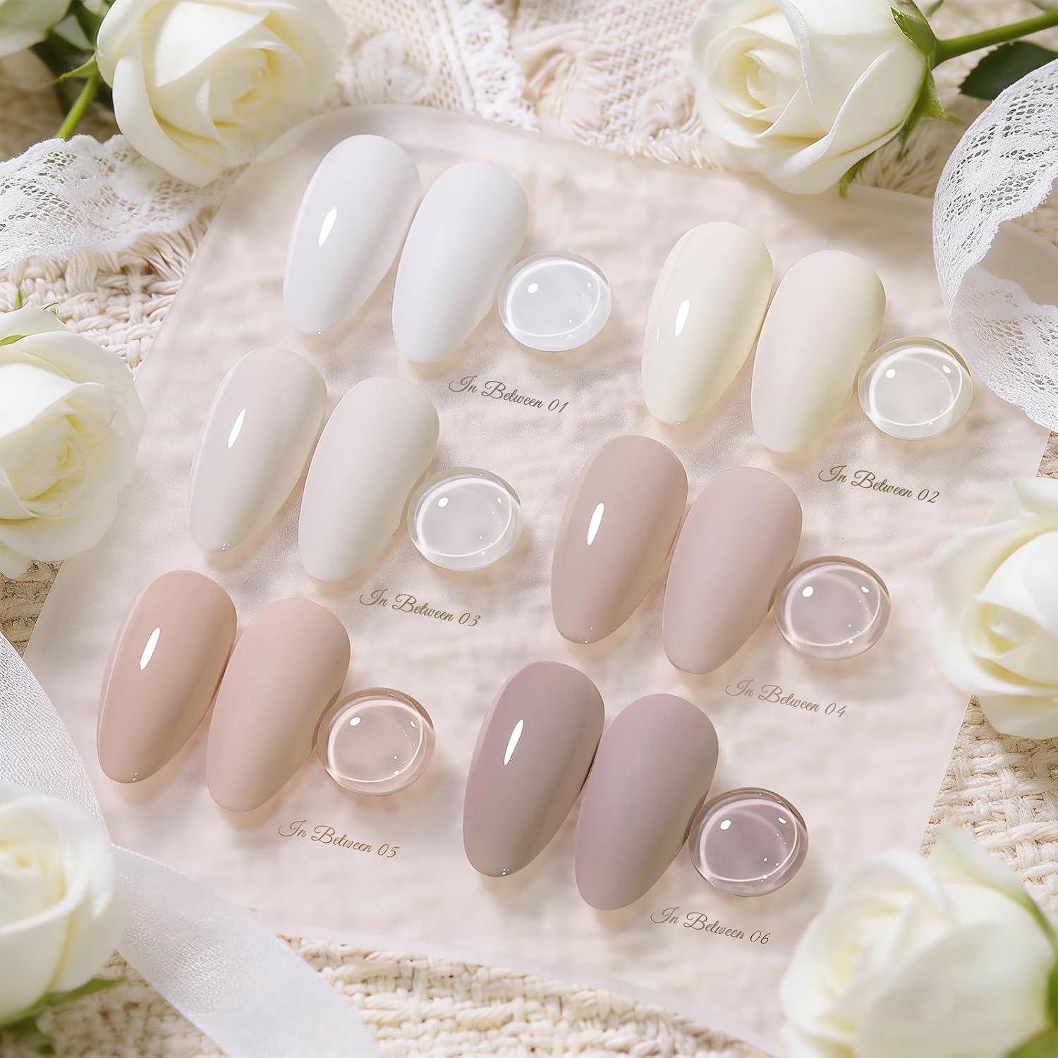 ESMALTE DE UÑAS GEL BORN PRETTY NUDE GRAY PINK SET 6 BOTELLAS 7ML - 2