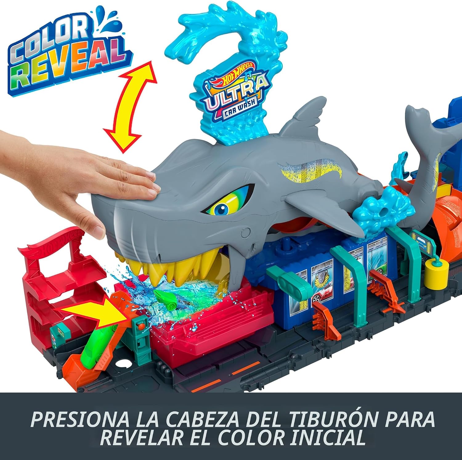 HOT WHEELS CITY ULTRA SHARK CAR WASH VEHÍCULO COLOR REVEAL - 3