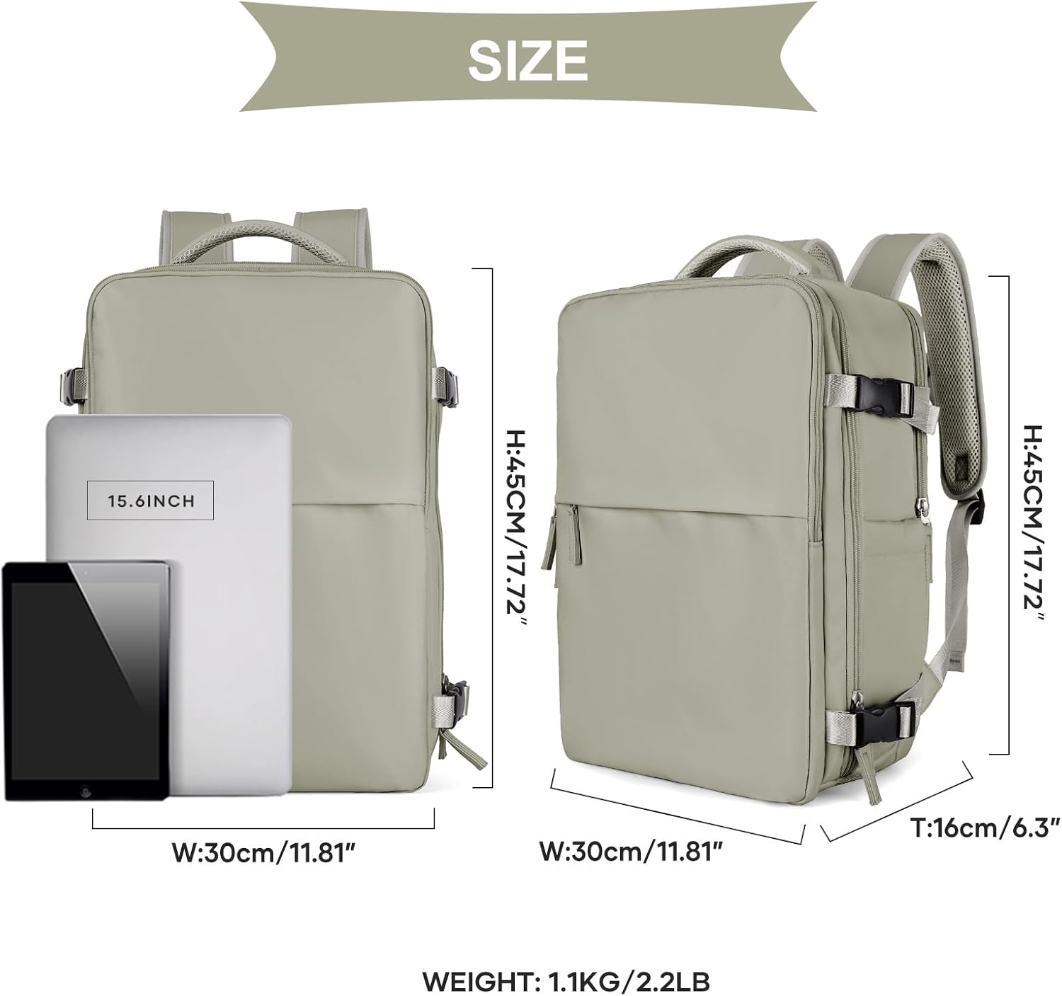 MOCHILA DE VIAJE COOWOZ CARRY ON BACKPACK PARA LAPTOP - 3