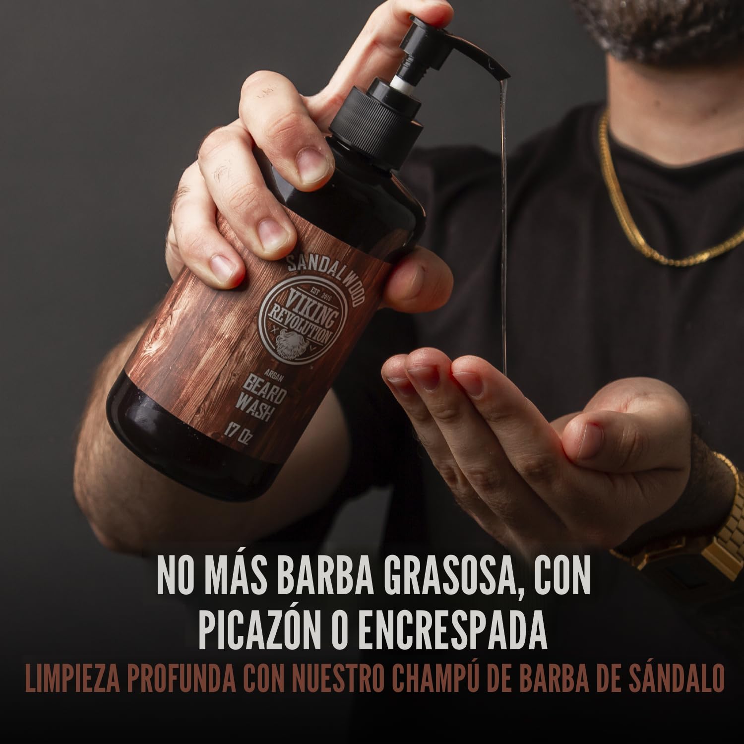 SET DE BARBA VIKING REVOLUTION SHAMPOO Y ACONDICIONADOR SÁNDALO 17 OZ - 3