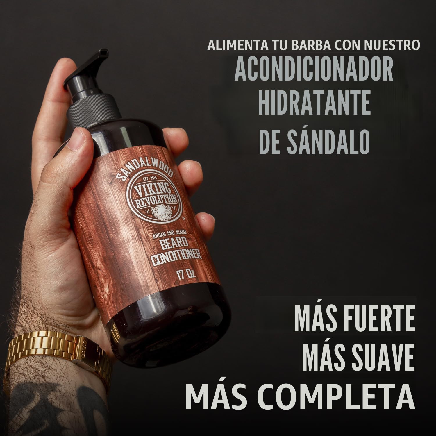 SET DE BARBA VIKING REVOLUTION SHAMPOO Y ACONDICIONADOR SÁNDALO 17 OZ - 4