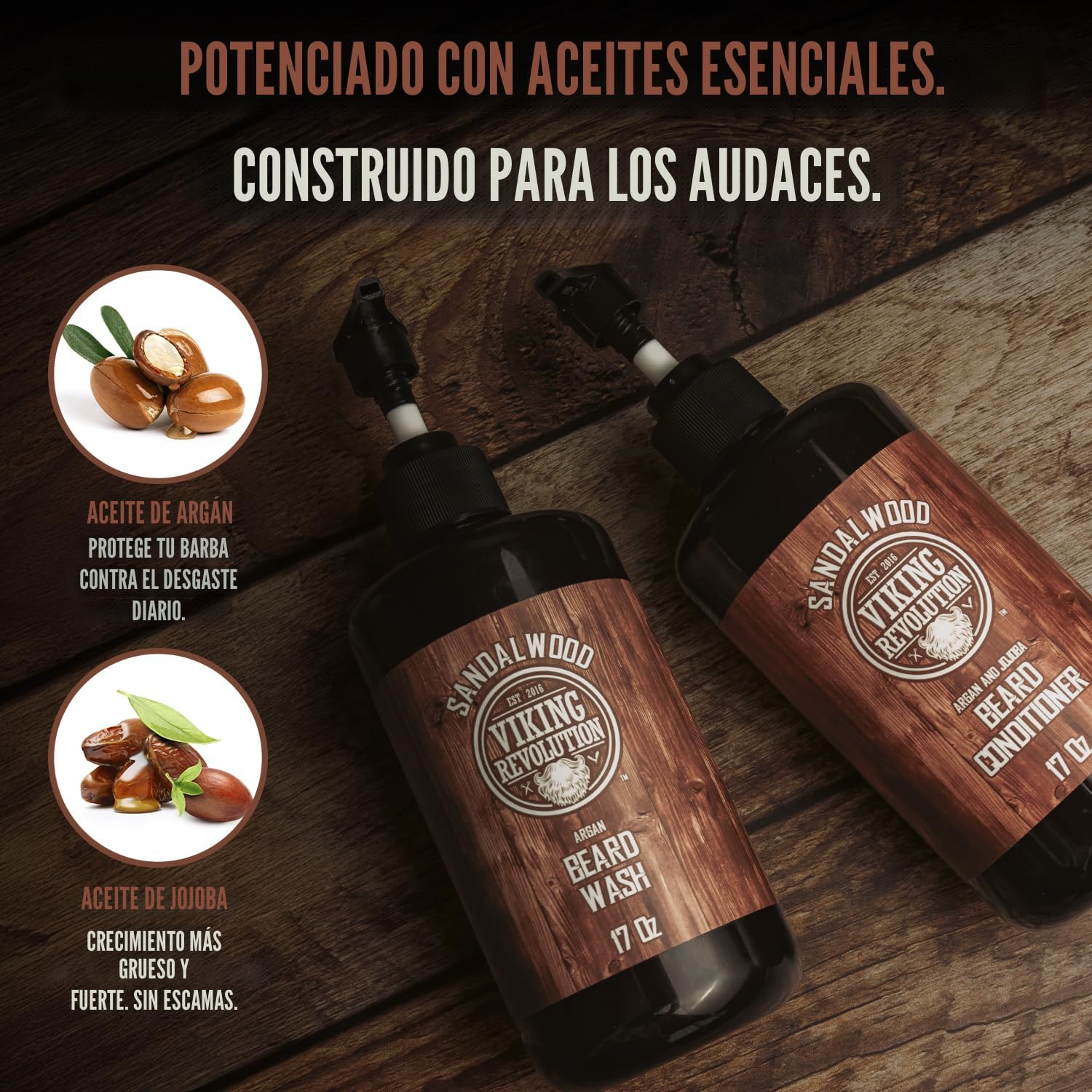 SET DE BARBA VIKING REVOLUTION SHAMPOO Y ACONDICIONADOR SÁNDALO 17 OZ - 5