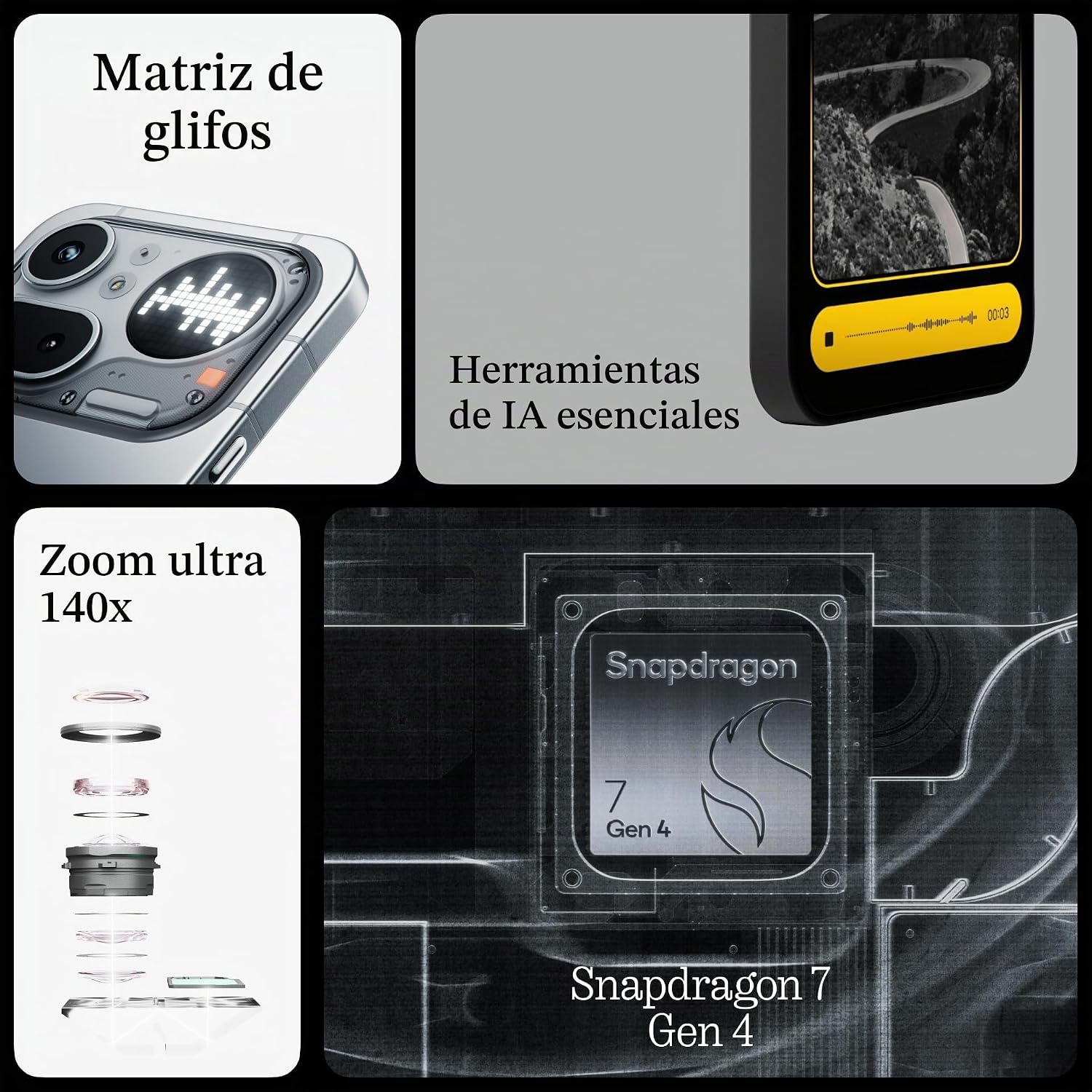 SMARTPHONE NOTHING PHONE 4A PRO DESBLOQUEADO ANDROID 16 PLATA 8GB 128GB - 3