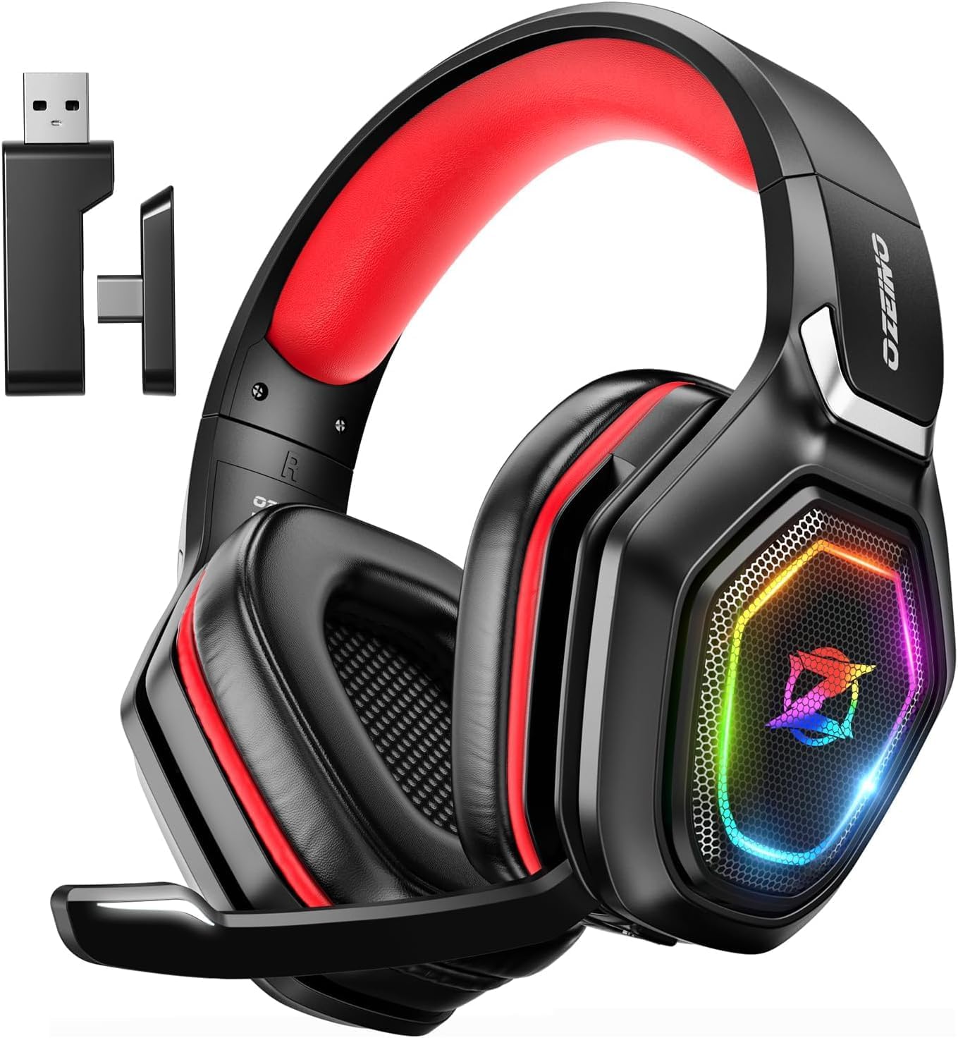 AUDÍFONO GAMING INALÁMBRICO OZEINO 2.4GHZ CON MICRÓFONO FLIP PARA PS5, PS4 Y PC - 4