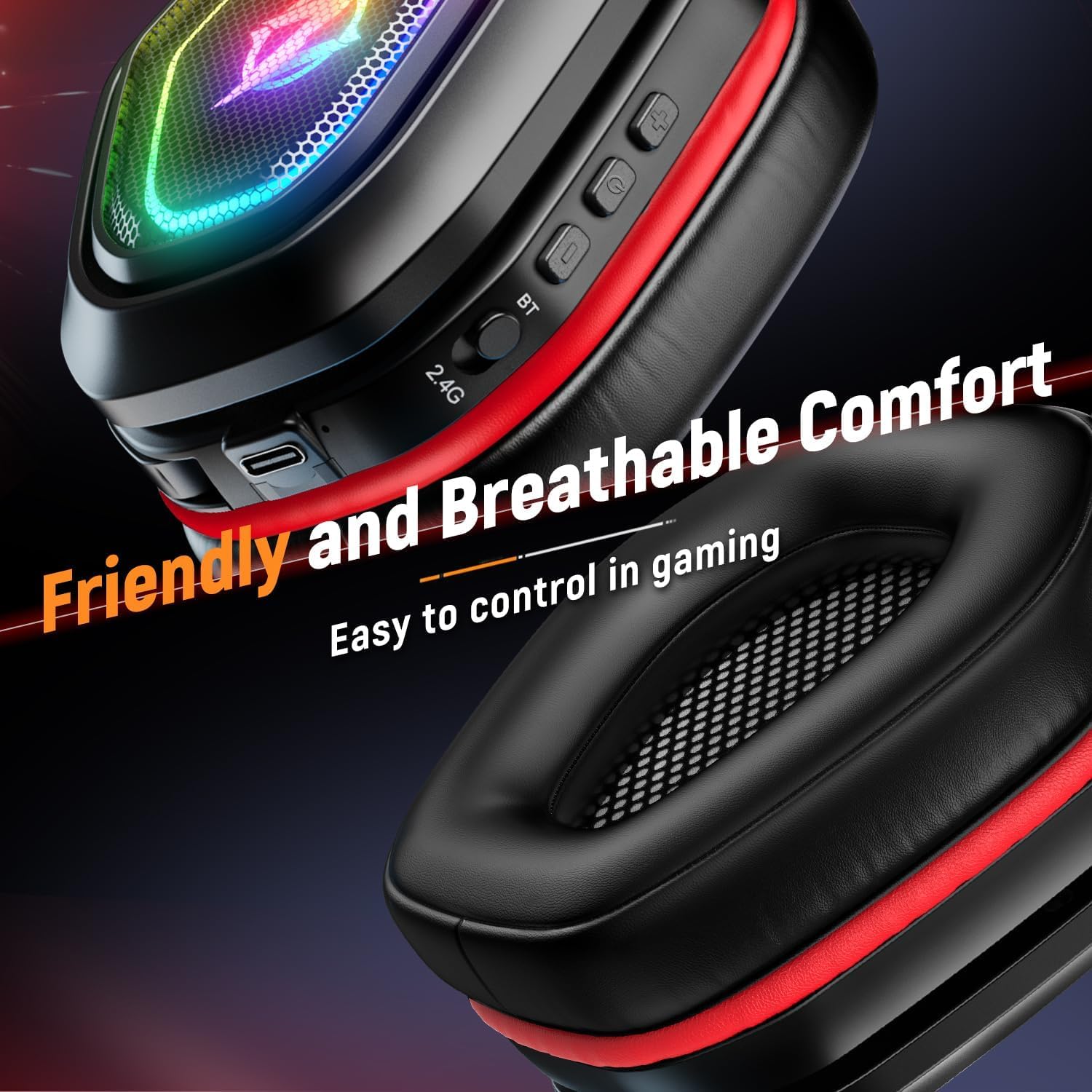 AUDÍFONO GAMING INALÁMBRICO OZEINO 2.4GHZ CON MICRÓFONO FLIP PARA PS5, PS4 Y PC - 5