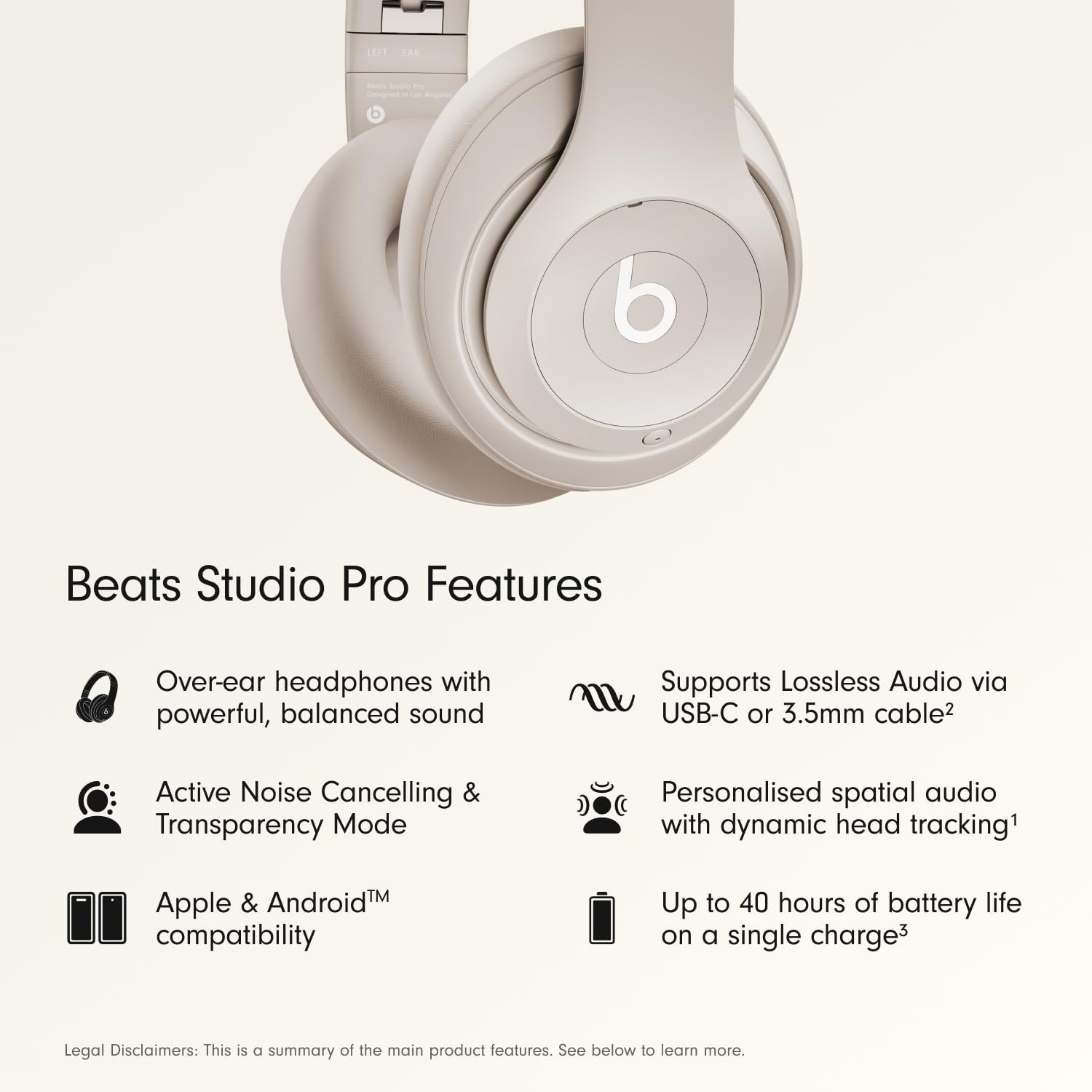 AUDÍFONOS BEATS STUDIO PRO OVER-EAR WIRELESS SANDSTONE - 2