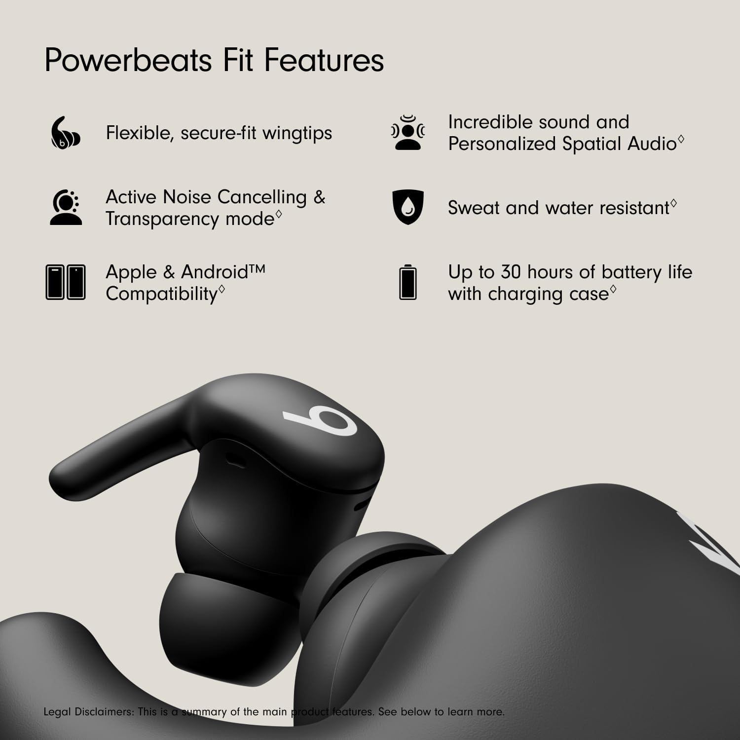 AUDÍFONOS BEATS POWERBEATS FIT TRUE WIRELESS NOISE CANCELLING NEGRO - 2