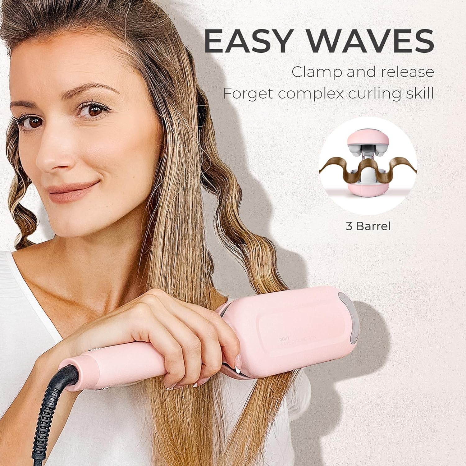 RIZADOR DE CABELLO TYMO ROVY BEACH WAVES 3 CILINDROS 1.25 PULGADAS - 2