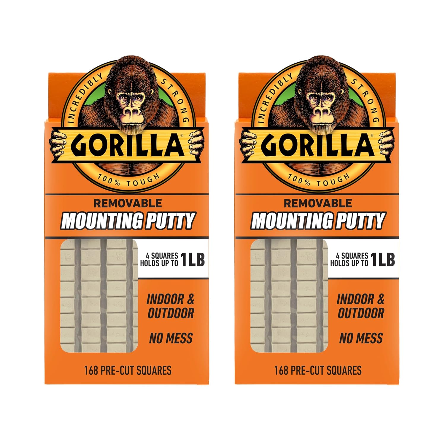 NOTAS ADHESIVAS GORILLA MOUNTING PUTTY COLOR BEIGE 168 CUADRADOS 2 PAQUETES - 1