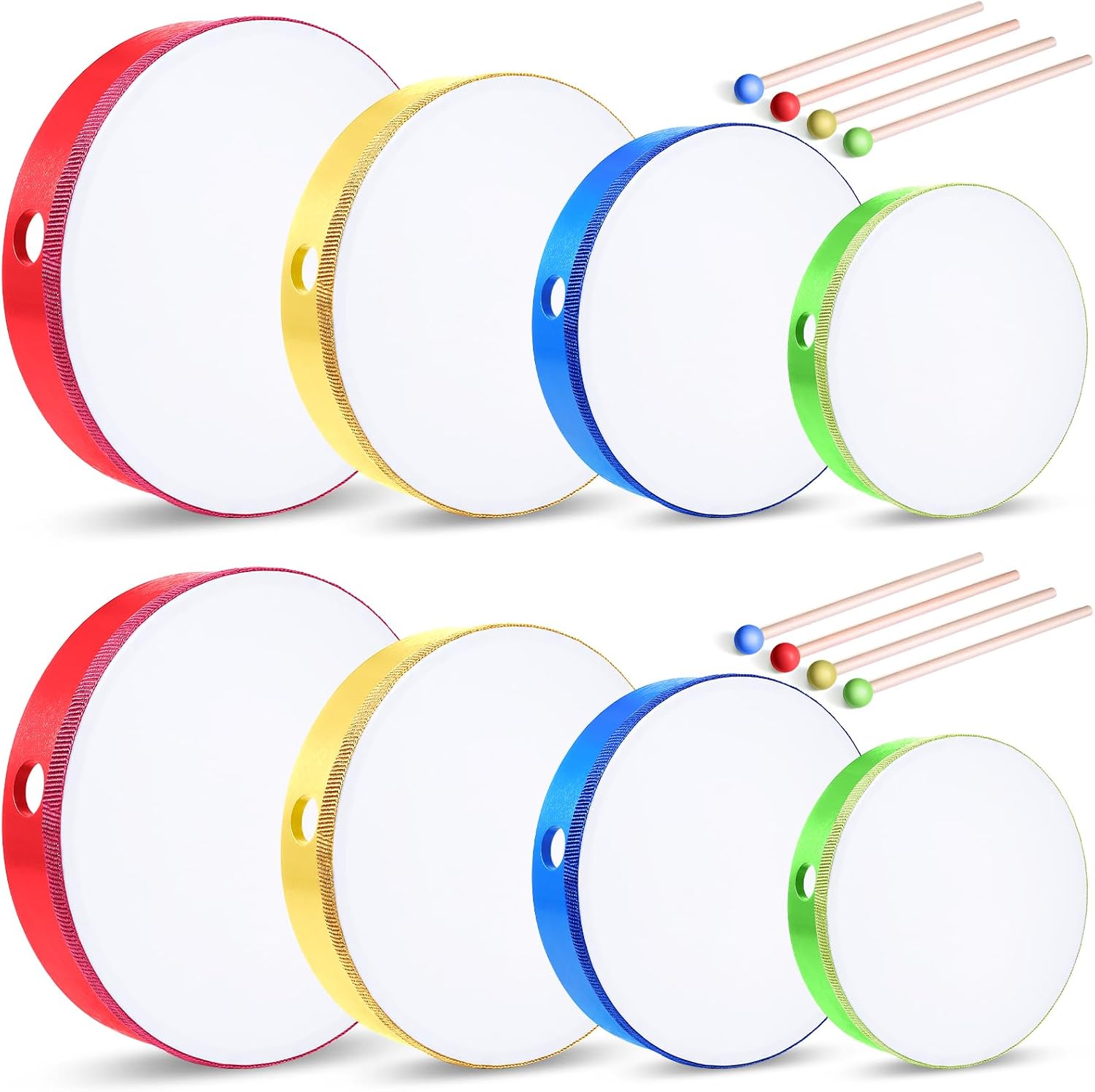 BATERÍA DE MANO BOAO 8 PIEZAS MULTICOLOR CON BAQUETAS - 1