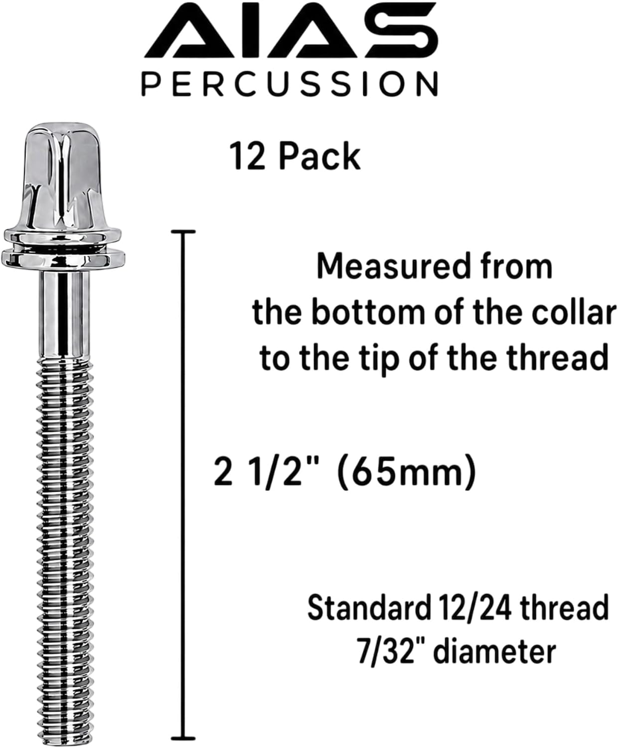 VARILLAS DE TENSIÓN PARA BATERÍA AIAS CROMADAS 65MM PAQUETE DE 12 CON ARANDELAS - 2