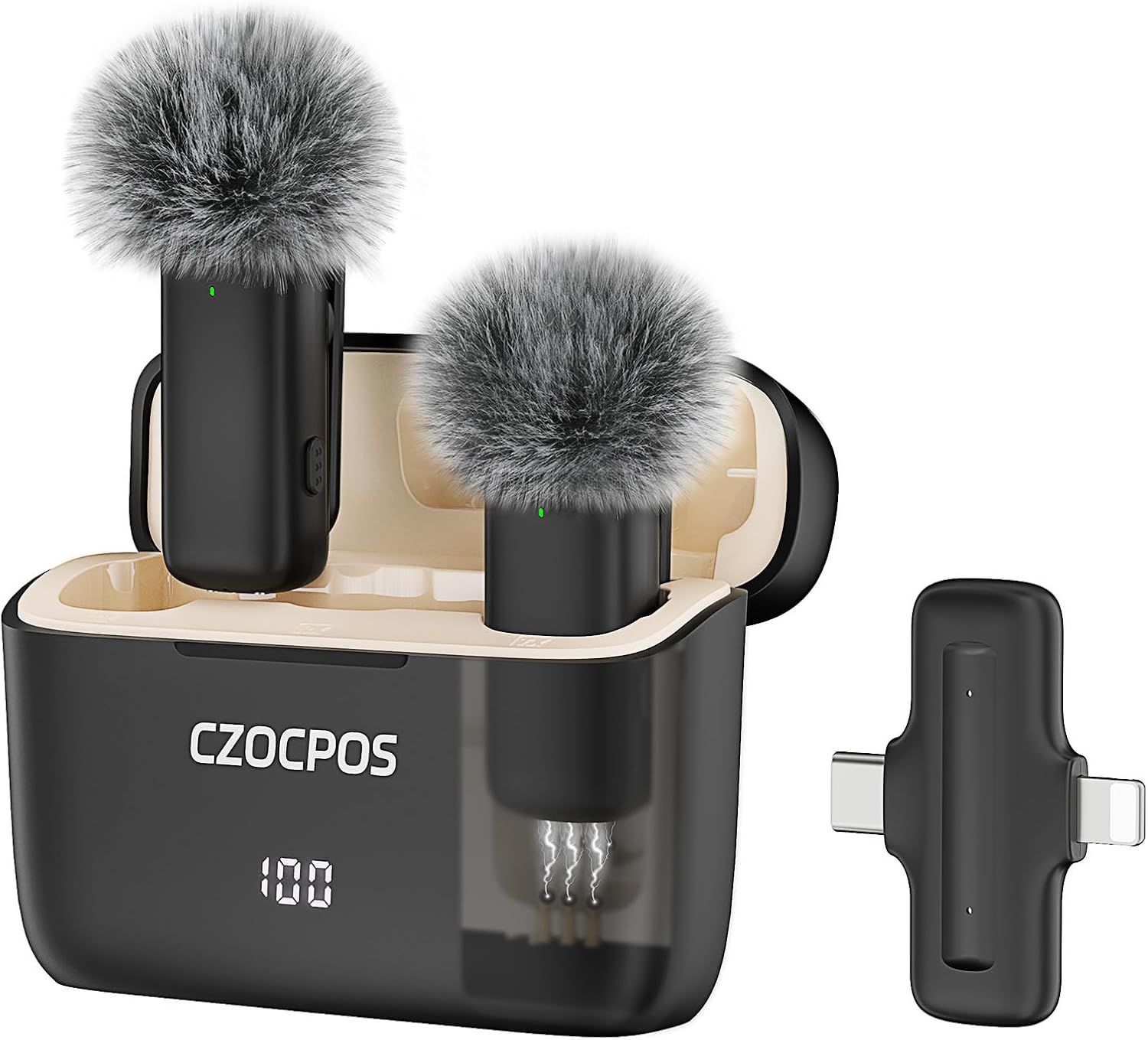 MICRÓFONO INALÁMBRICO CZOCPOS PARA IPHONE IPAD ANDROID CON ESTUCHE DE CARGA - 1