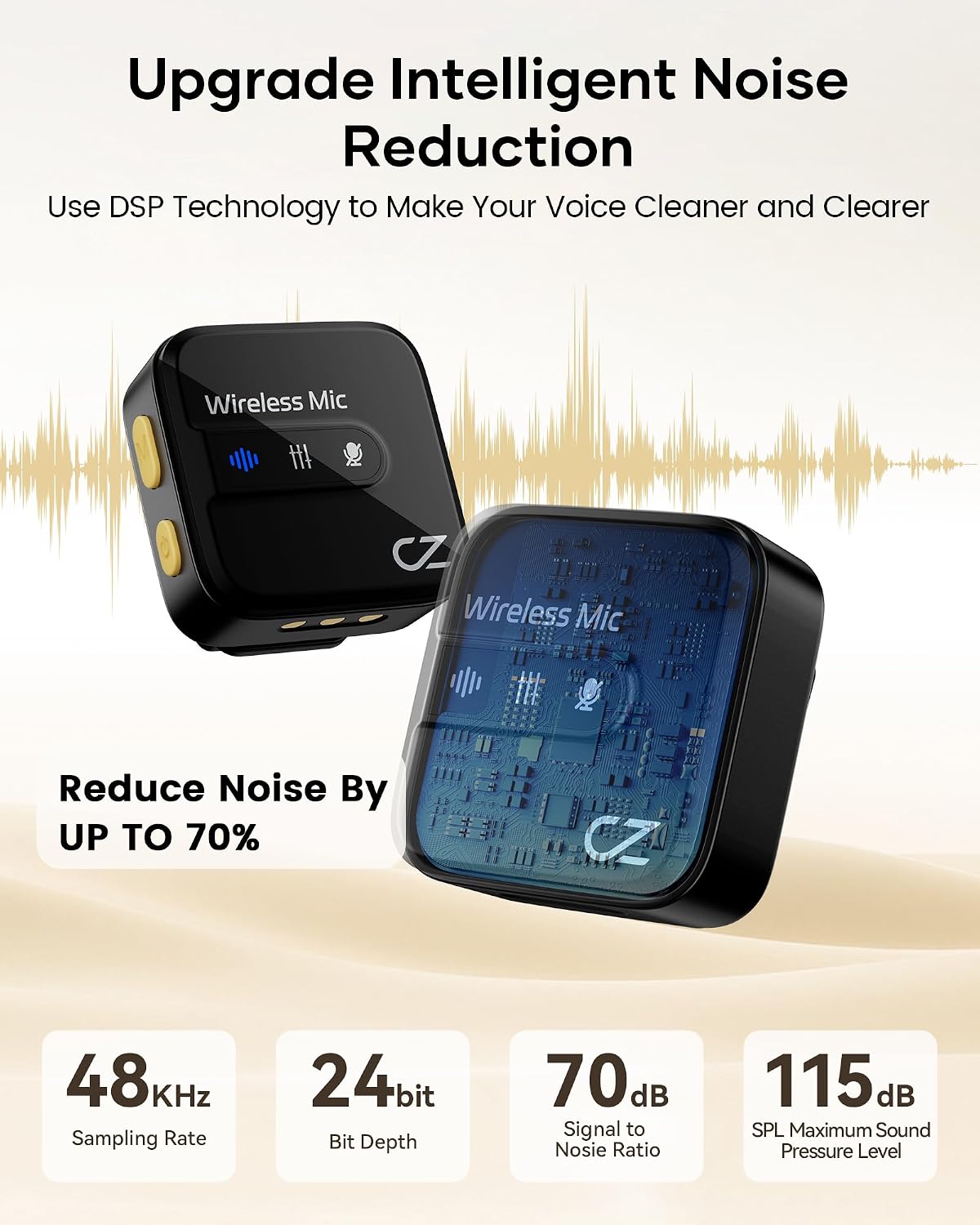 MICRÓFONO INALÁMBRICO CZOCPOS PARA IPHONE IPAD ANDROID CON ESTUCHE DE CARGA - 5