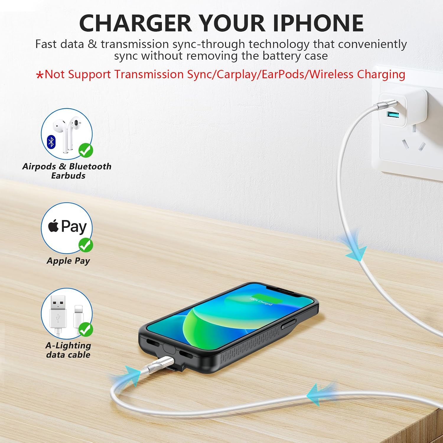 FUNDA CON BATERÍA BOPPS PARA IPHONE 13/13 PRO/14/14 PRO 8500 MAH CON SOPORTE NEGRO - 5