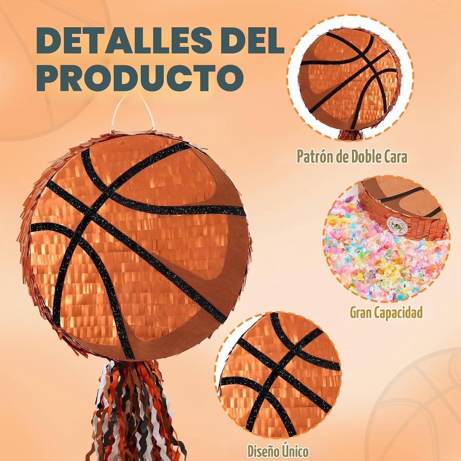 PIÑATA BALONCESTO WERNNSAI CON ANTIFAZ Y BATE - 4