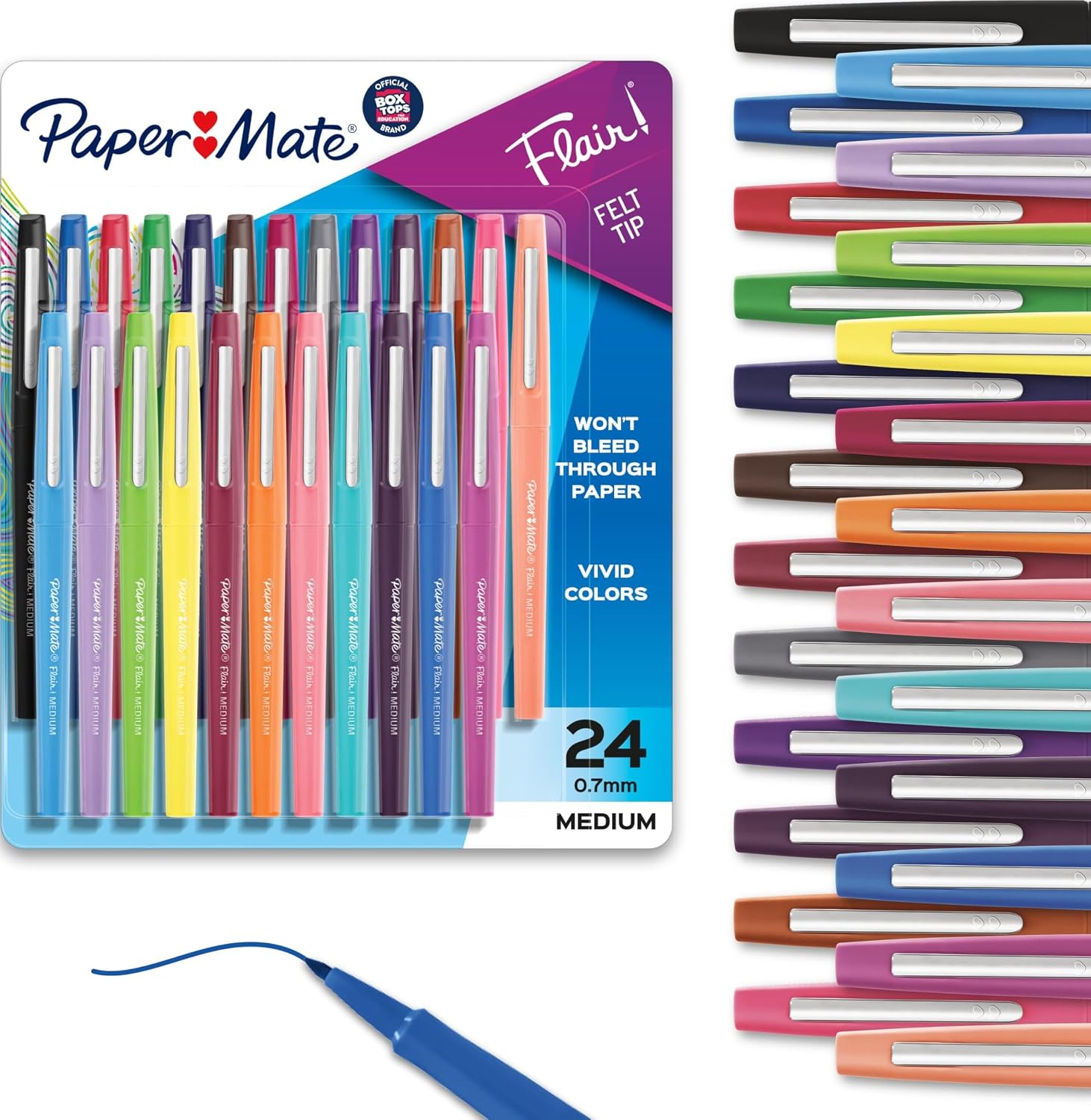 LÁPICES PAPER MATE FLAIR PUNTA FIELTRO MEDIANA COLORES SURTIDOS 24 UNIDADES - 1