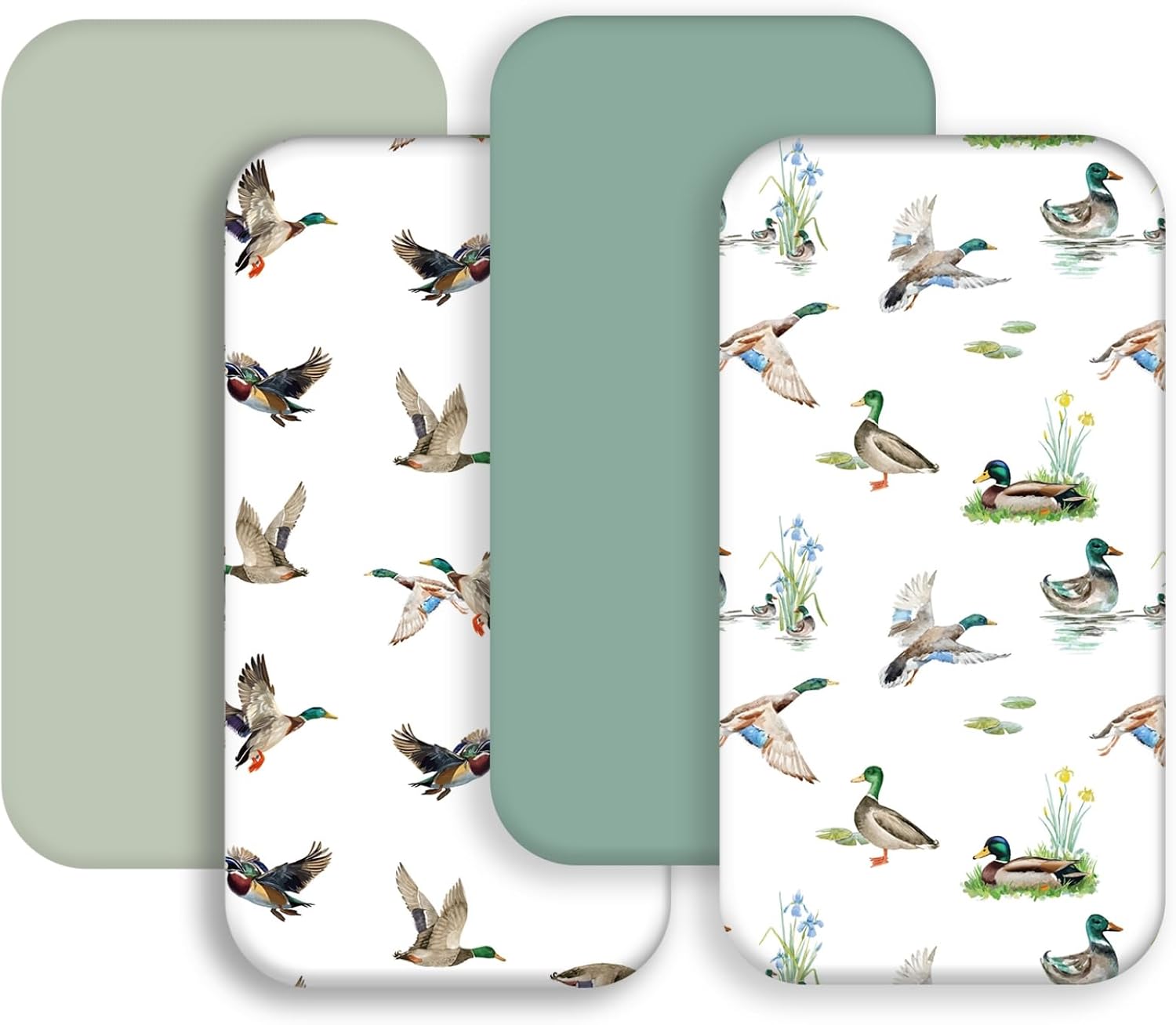 JUEGO DE 4 SÁBANAS BAJERAS PARA CUNA FIGEPO DISEÑO PATOS MALLARD NEUTRAL - 1