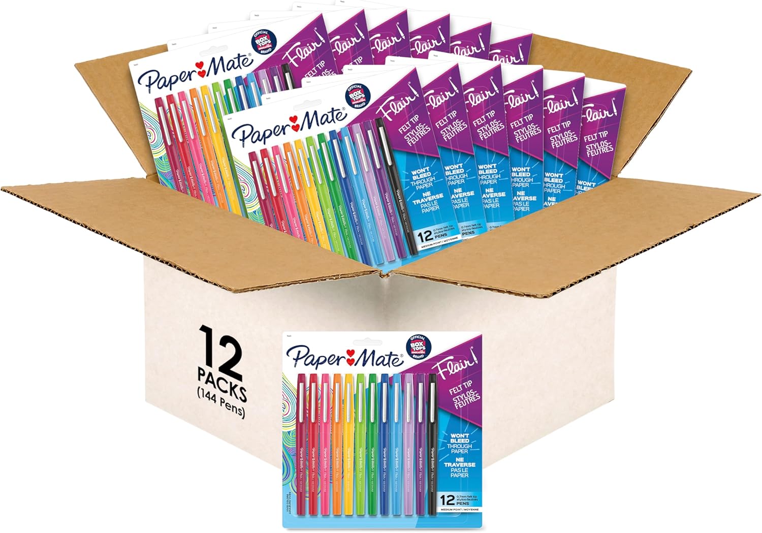 LÁPICES PAPER MATE FLAIR PUNTA FIELTRO MEDIANA 0.7MM COLORES SURTIDOS PACK 144 - 1