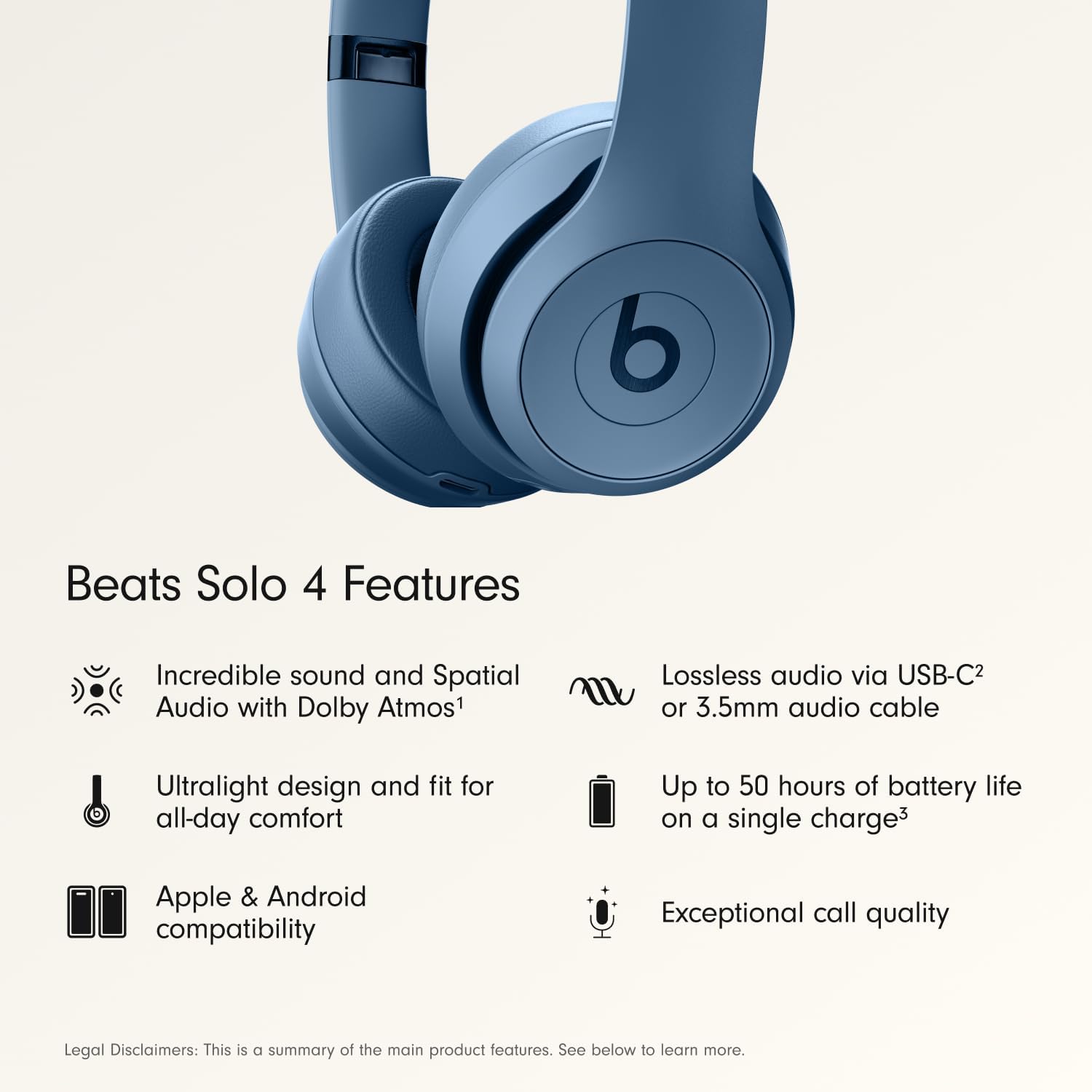 AUDÍFONOS BEATS SOLO 4 WIRELESS ON-EAR BLUETOOTH AZUL PIZARRA - 2