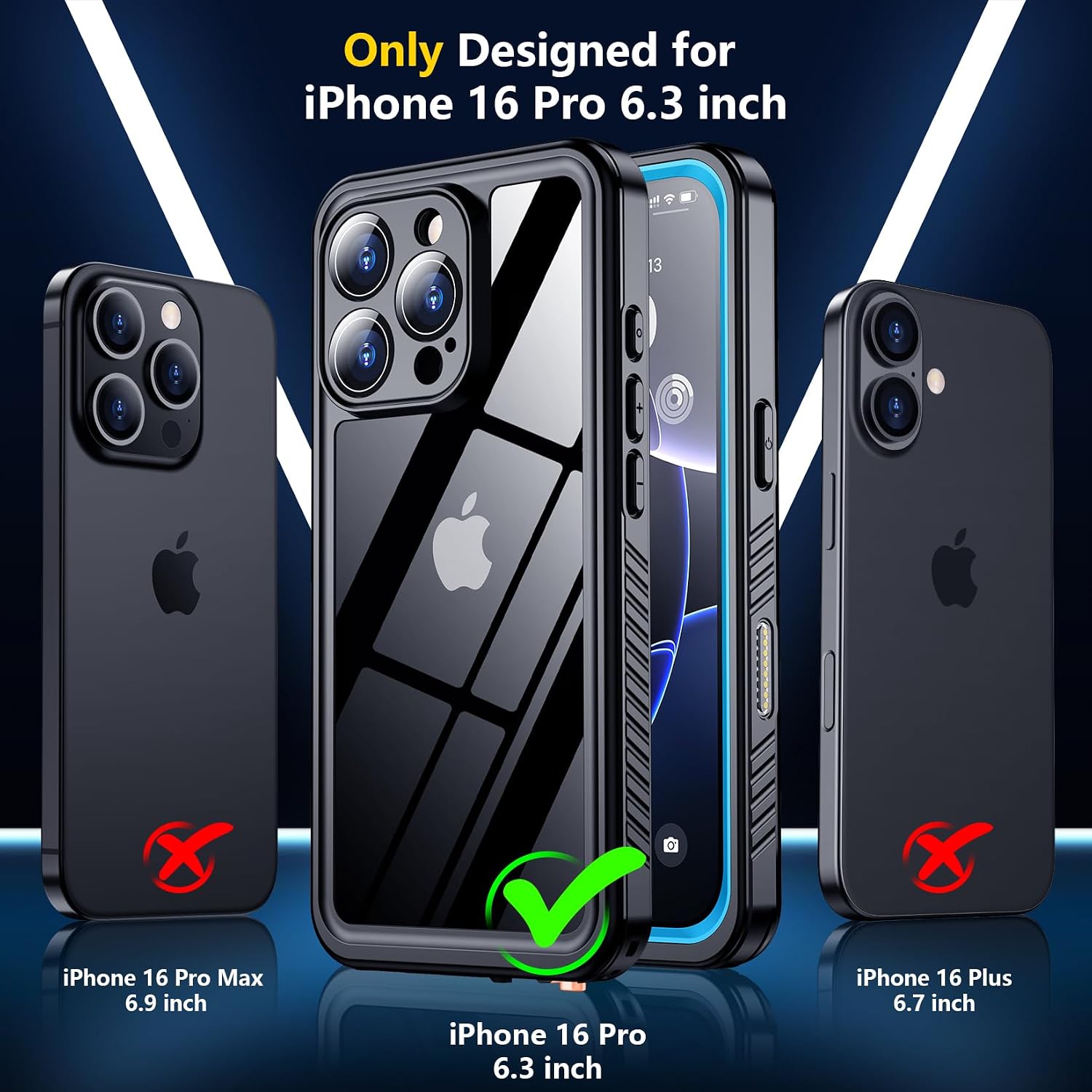 CASE SPIDERCASE PARA IPHONE 16 PRO WATERPROOF AZUL CLARO - 2
