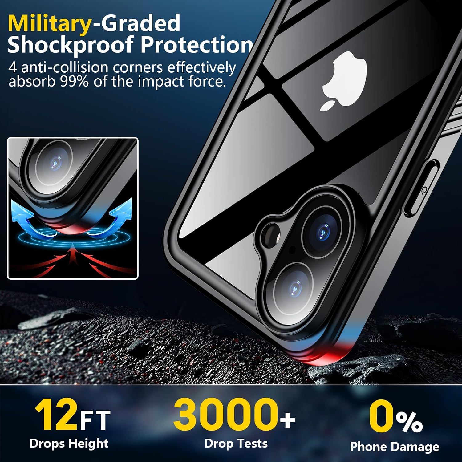 CASE SPIDERCASE PARA IPHONE 16 WATERPROOF CON PROTECTOR DE PANTALLA Y LENTE INTEGRADO NEGRO - 4