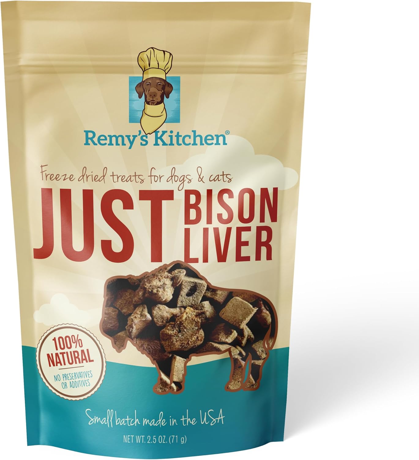 SNACK FREEZE DRIED PARA PERROS REMY'S KITCHEN HÍGADO DE BISONTE 2.5 OZ - 1