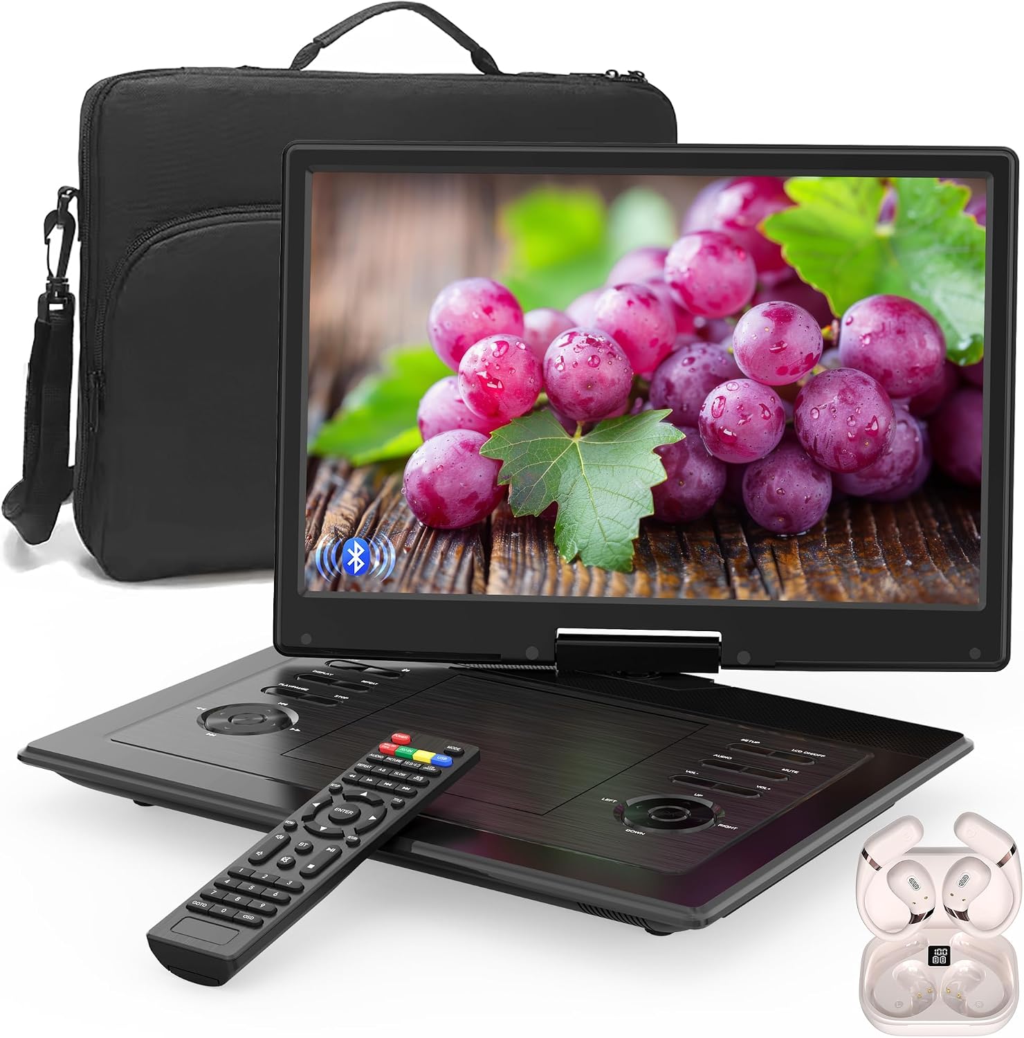 REPRODUCTOR DVD PORTÁTIL 15.4 PULGADAS CON BLUETOOTH, PANTALLA HD Y BATERÍA RECARGABLE - 1