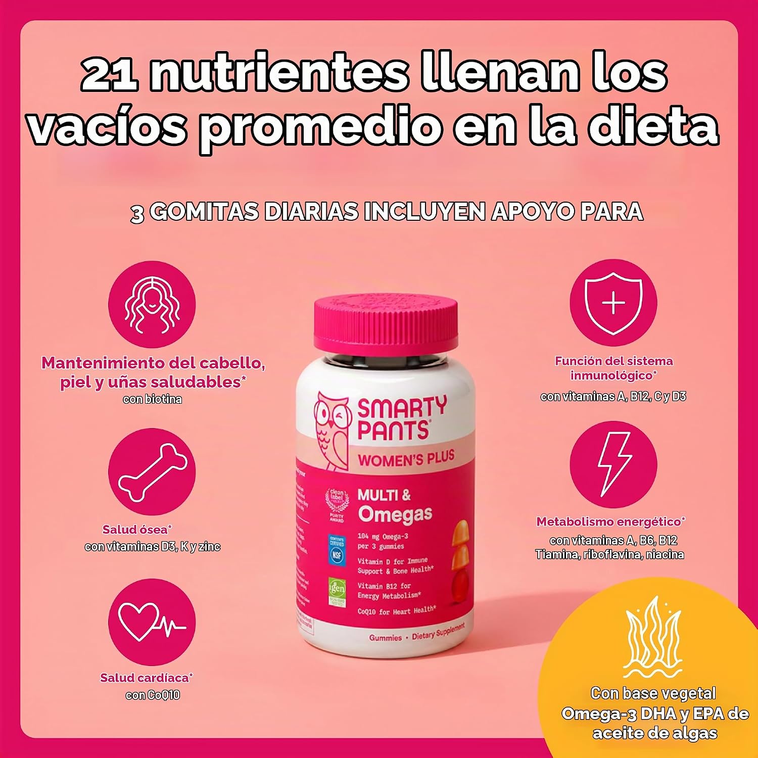 GOMITAS MULTIVITAMÍNICO PARA MUJERES SMARTYPANTS CON VITAMINA D, C Y OMEGA 3, 90 UNIDADES - 3