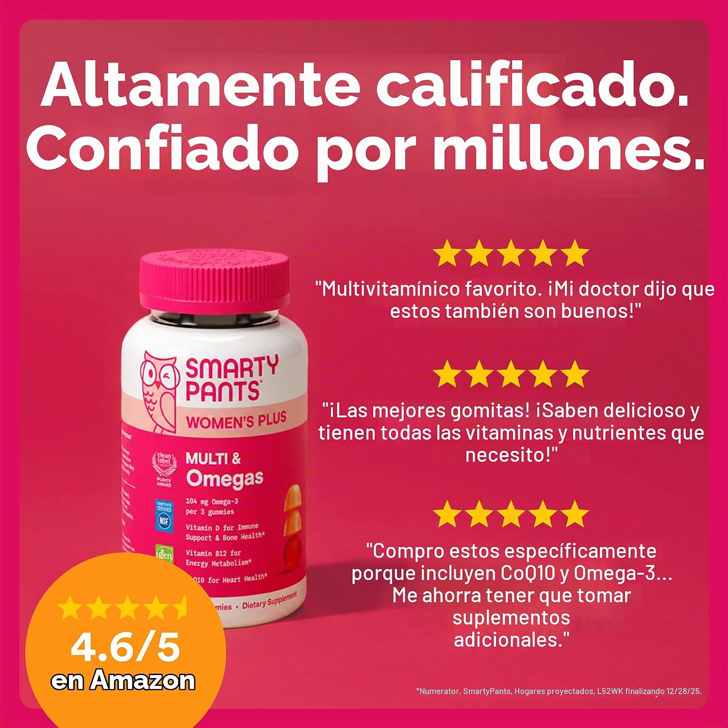 GOMITAS MULTIVITAMÍNICO PARA MUJERES SMARTYPANTS CON VITAMINA D, C Y OMEGA 3, 90 UNIDADES - 4