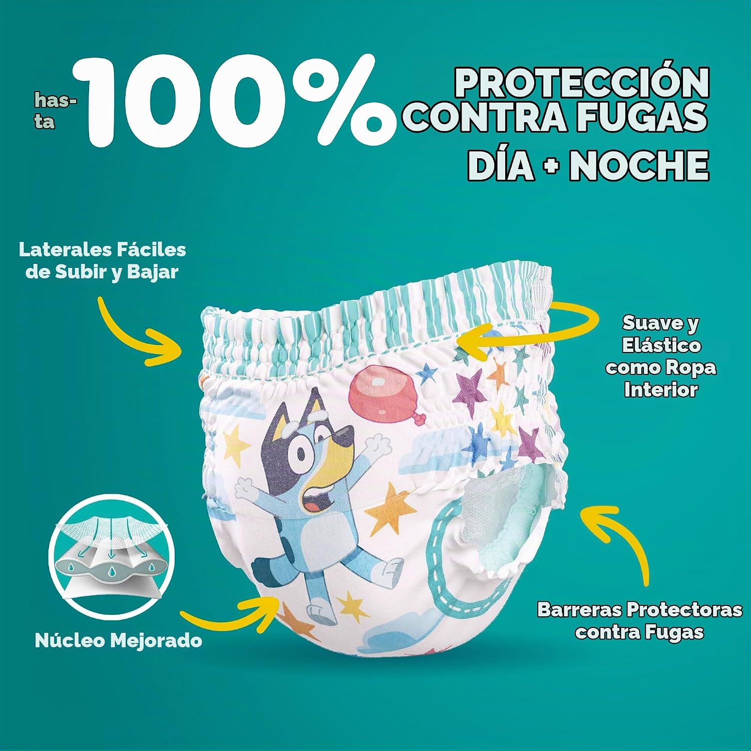 PAÑALES DE ENTRENAMIENTO PAMPERS EASY UPS BLUEY TALLA 6 (4T-5T) 18 UNIDADES - 2