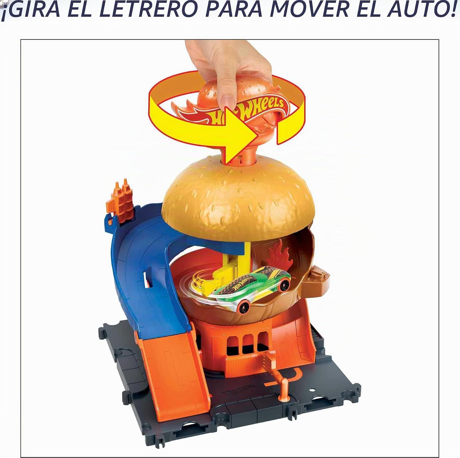 HOT WHEELS CITY BURGER DRIVE-THRU PLAYSET CON 1 VEHÍCULO - 3