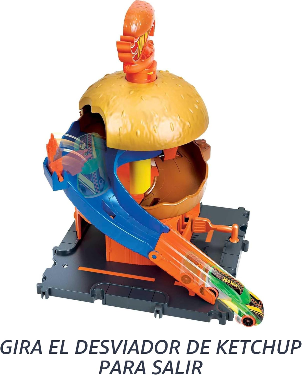 HOT WHEELS CITY BURGER DRIVE-THRU PLAYSET CON 1 VEHÍCULO - 4