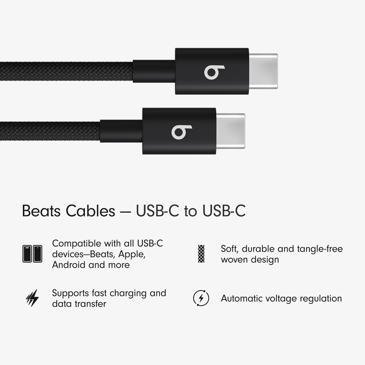 CABLE USB-C A USB-C BEATS TRENZADO 1.5 M NEGRO PACK 2 UNIDADES - 2