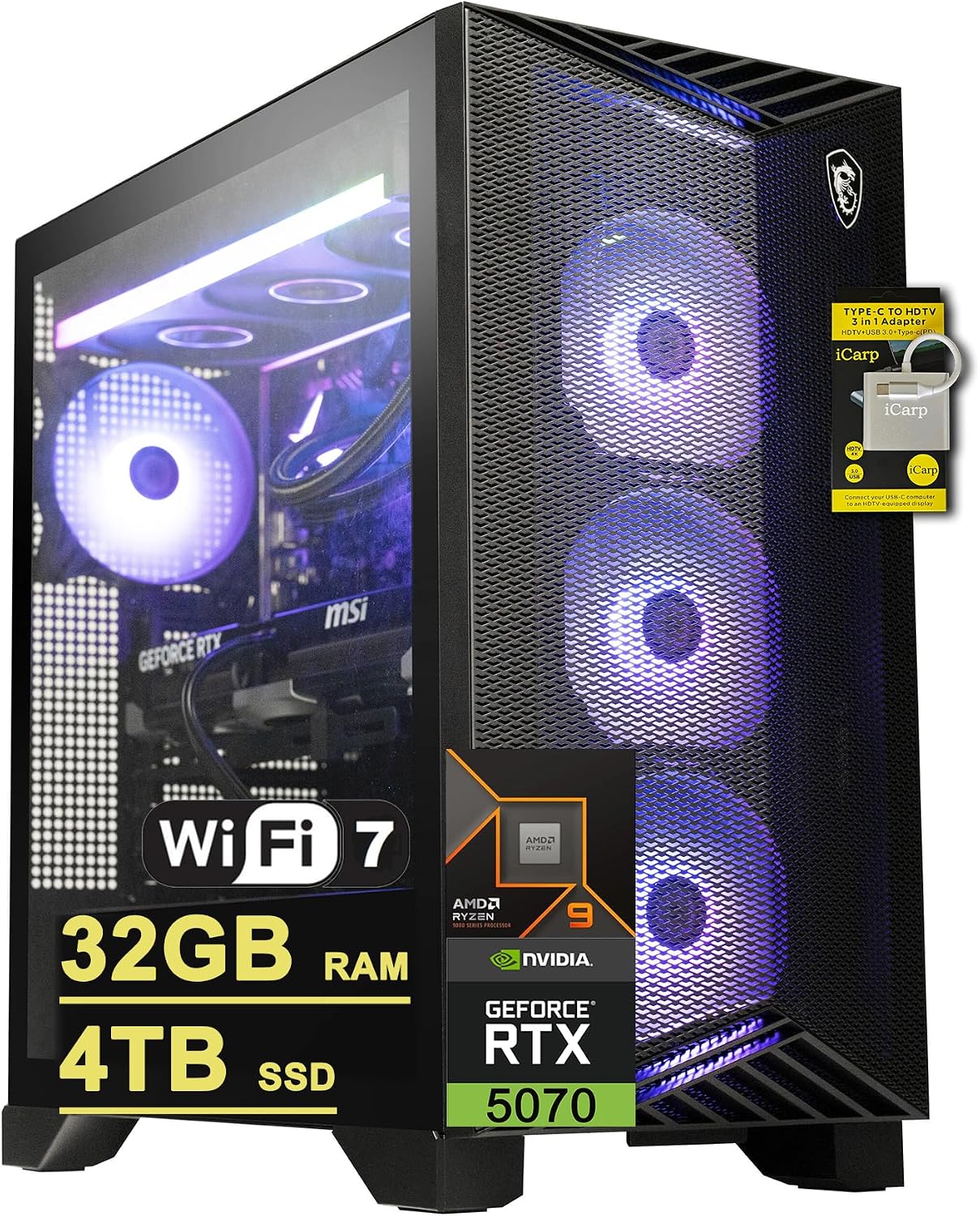 COMPUTADORA DE ESCRITORIO MSI AEGIS ZS2 GAMING AMD RYZEN 9 9900X 32GB RAM 4TB SSD RTX 5070 - 1