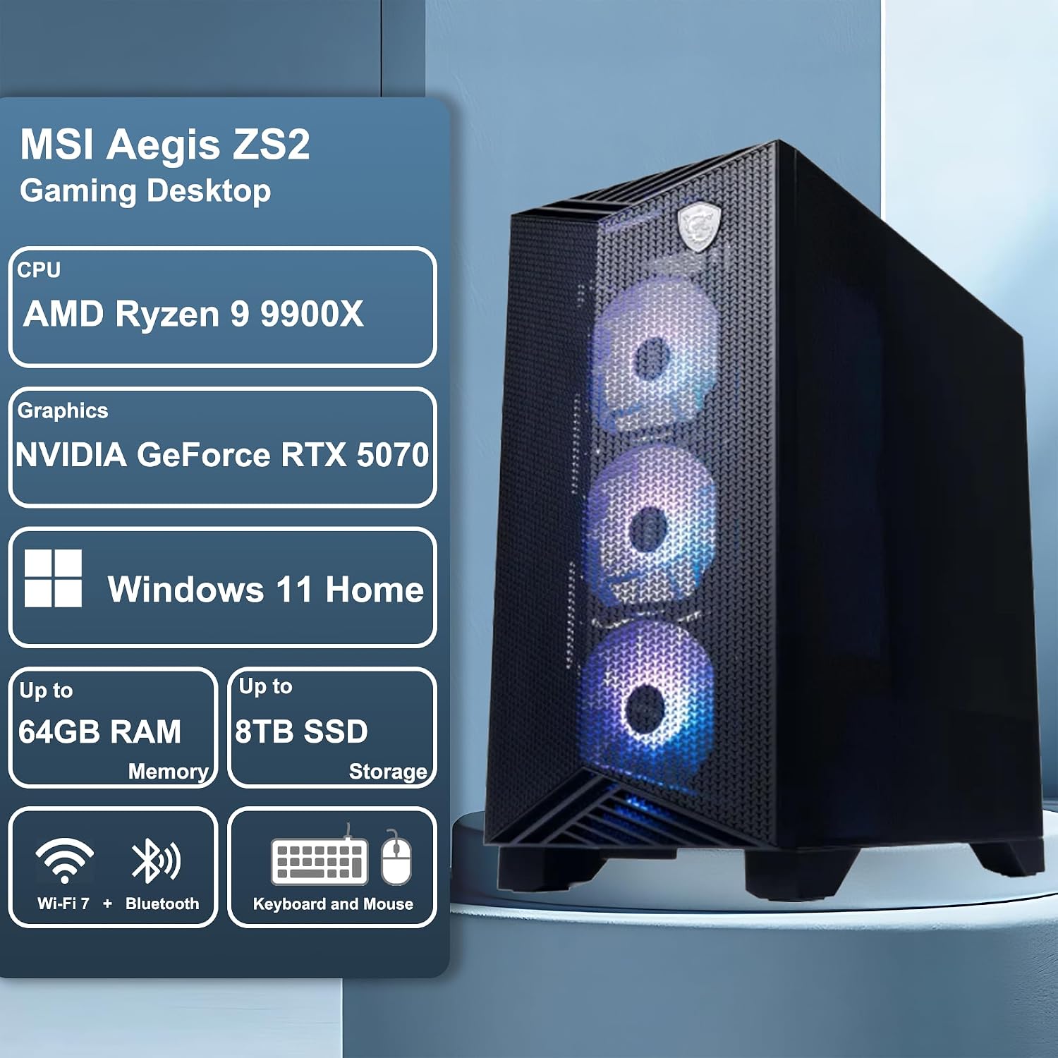 COMPUTADORA DE ESCRITORIO MSI AEGIS ZS2 GAMING AMD RYZEN 9 9900X 32GB RAM 4TB SSD RTX 5070 - 2