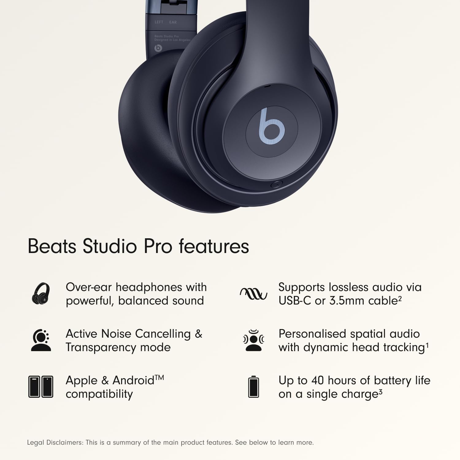 AUDÍFONOS BEATS STUDIO PRO OVER-EAR WIRELESS AZUL MARINO - 2