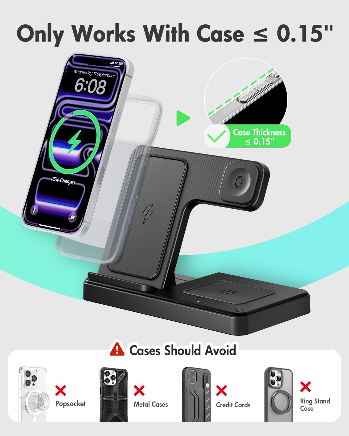 CARGADOR INALÁMBRICO GETPALS 3 EN 1 PARA IPHONE, APPLE WATCH Y AIRPODS - 3