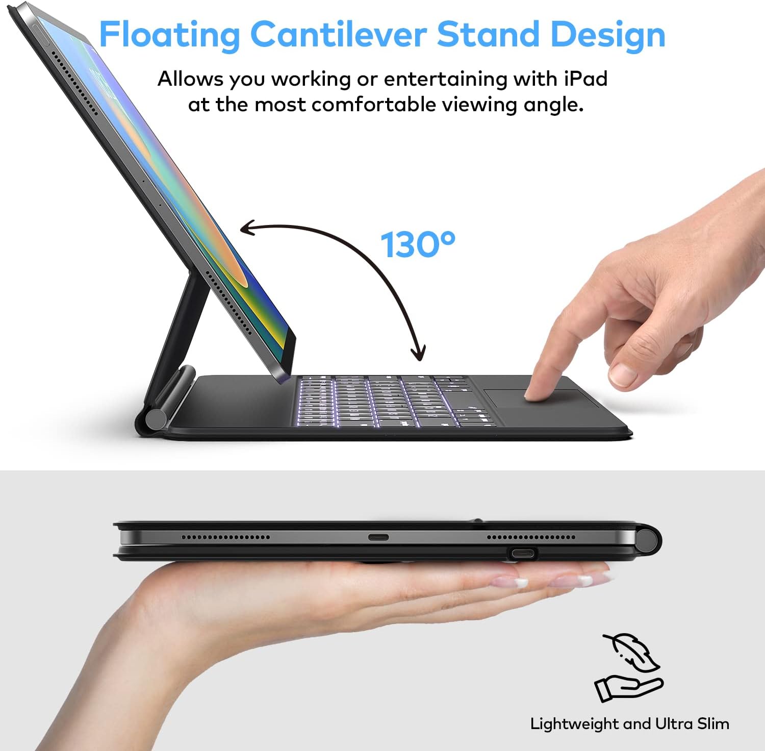 FUNDA CON TECLADO MAGNÉTICO PARA IPAD AIR 11 PULGADAS Y IPAD PRO 11 PULGADAS CON TRACKPAD - 4