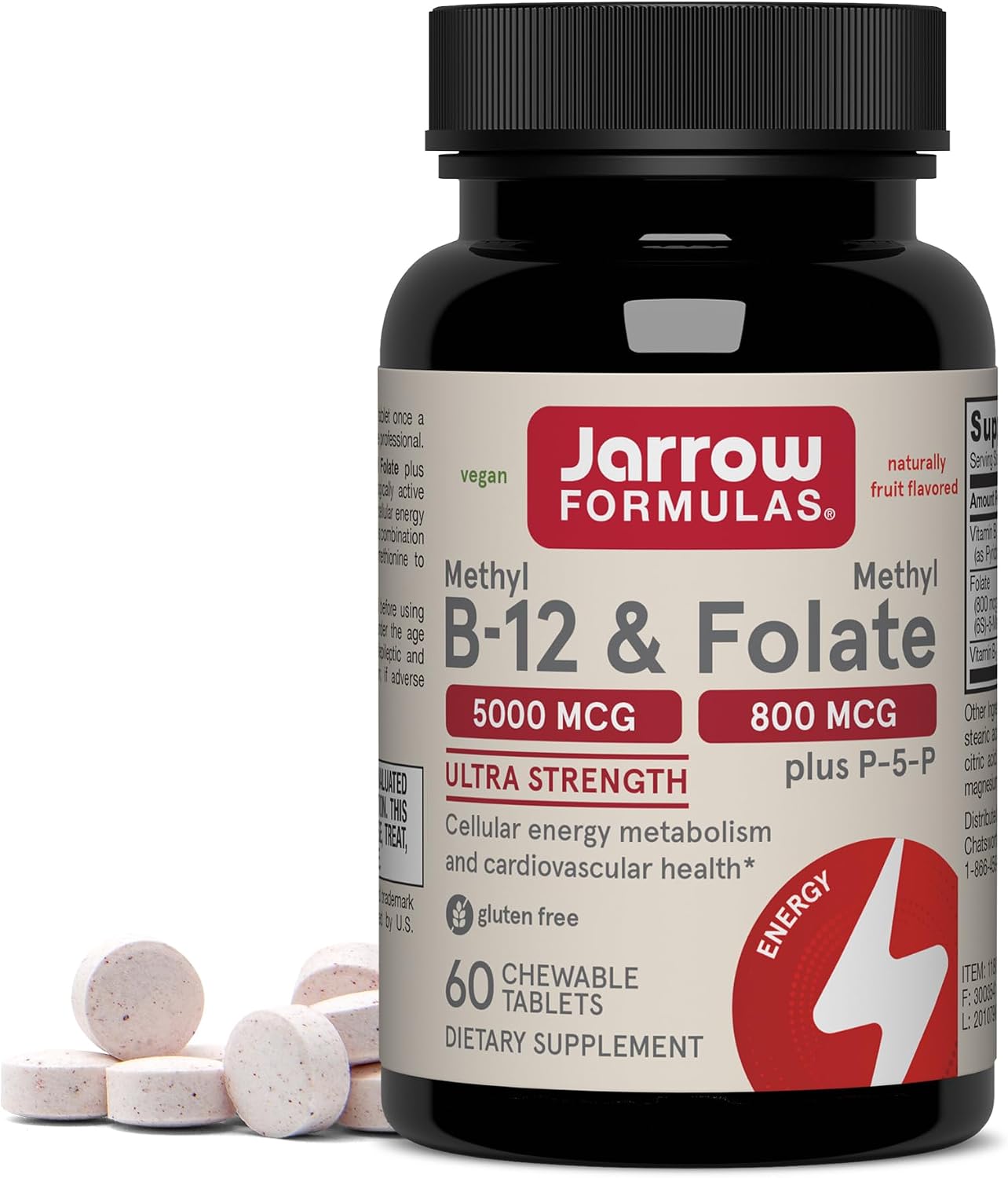 SUPLEMENTO VITAMÍNICO JARROW METHYL B-12 Y METHYL FOLATE 60 TABLETAS MASTICABLES - 1