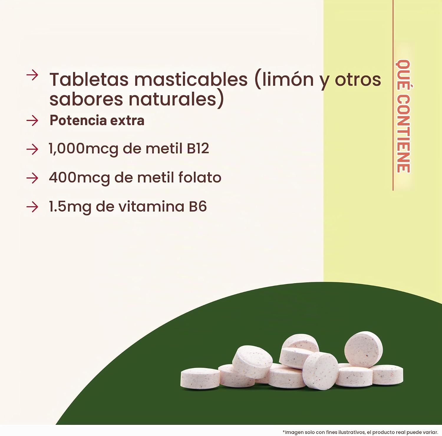 SUPLEMENTO VITAMÍNICO JARROW METHYL B-12 Y METHYL FOLATE 100 TABLETAS MASTICABLES - 3