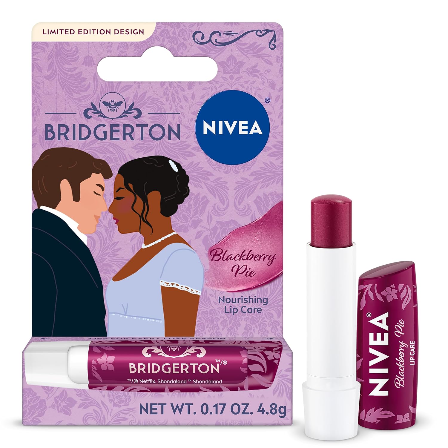 BÁLSAMO LABIAL NIVEA BLACKBERRY PIE EDICIÓN LIMITADA BRIDGERTON 0.17 OZ - 1