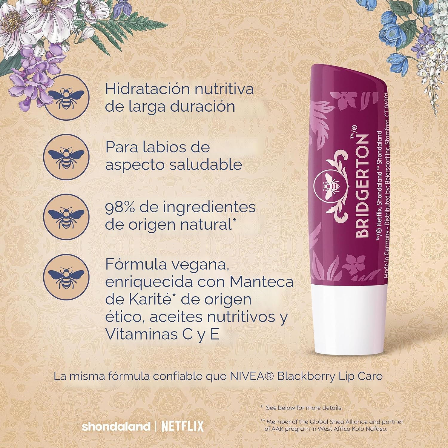 BÁLSAMO LABIAL NIVEA BLACKBERRY PIE EDICIÓN LIMITADA BRIDGERTON 0.17 OZ - 4