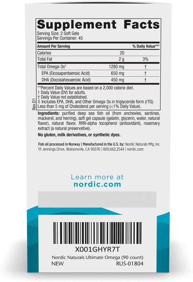 VITAMINA OMEGA 3 NORDIC NATURALS ULTIMATE OMEGA 1280MG LIMÓN 90 CÁPSULAS - 2