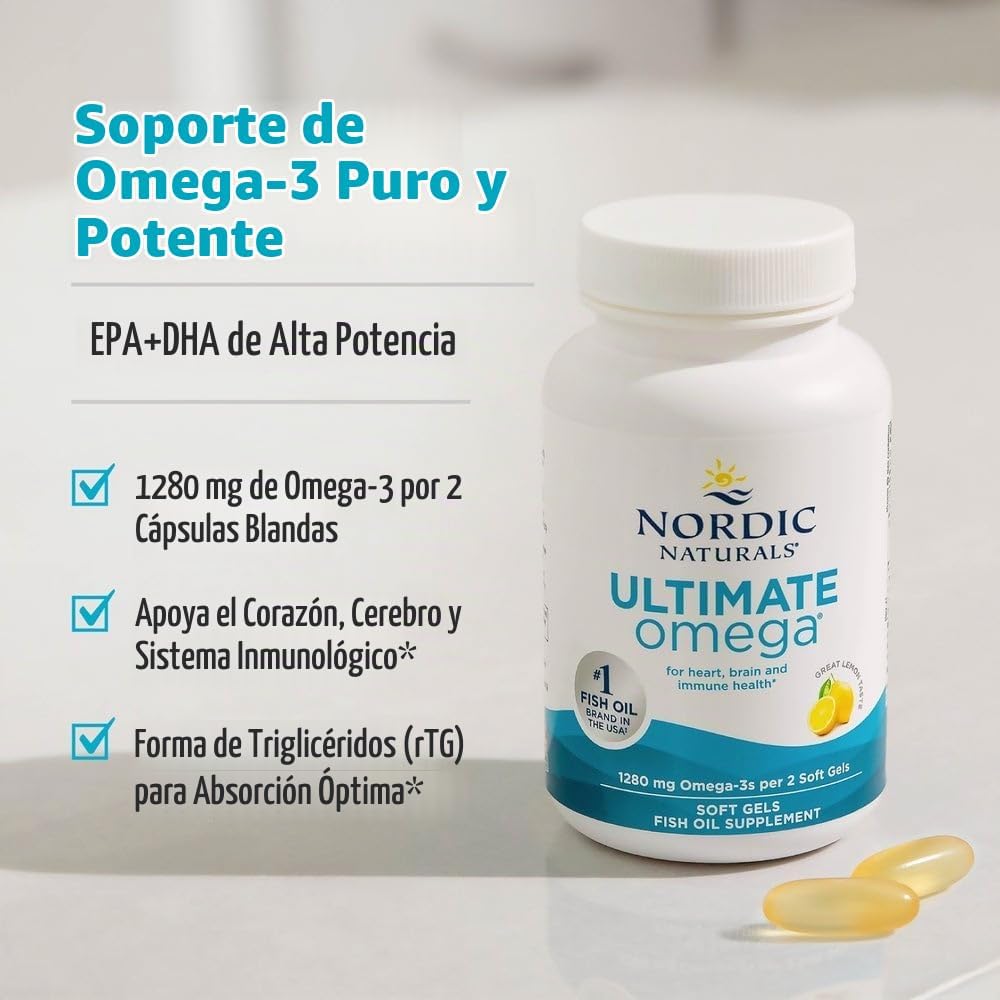 VITAMINA OMEGA 3 NORDIC NATURALS ULTIMATE OMEGA 1280MG LIMÓN 90 CÁPSULAS - 4
