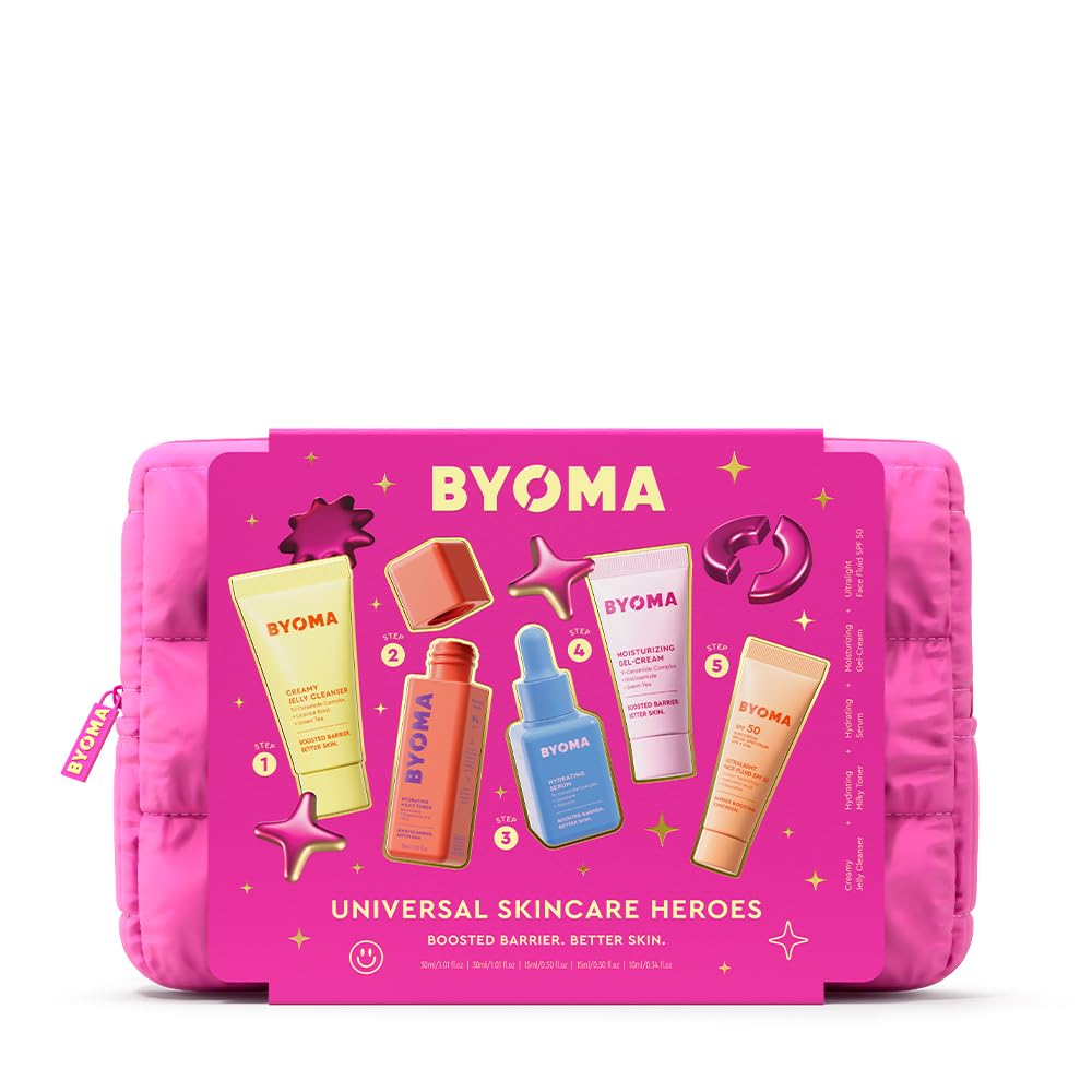 SET DE TRATAMIENTO BYOMA UNIVERSAL SKINCARE HEROES 5 PIEZAS CON LIMPIADOR, TÓNICO, SÉRUM, CREMA GEL Y SPF 50 - 1