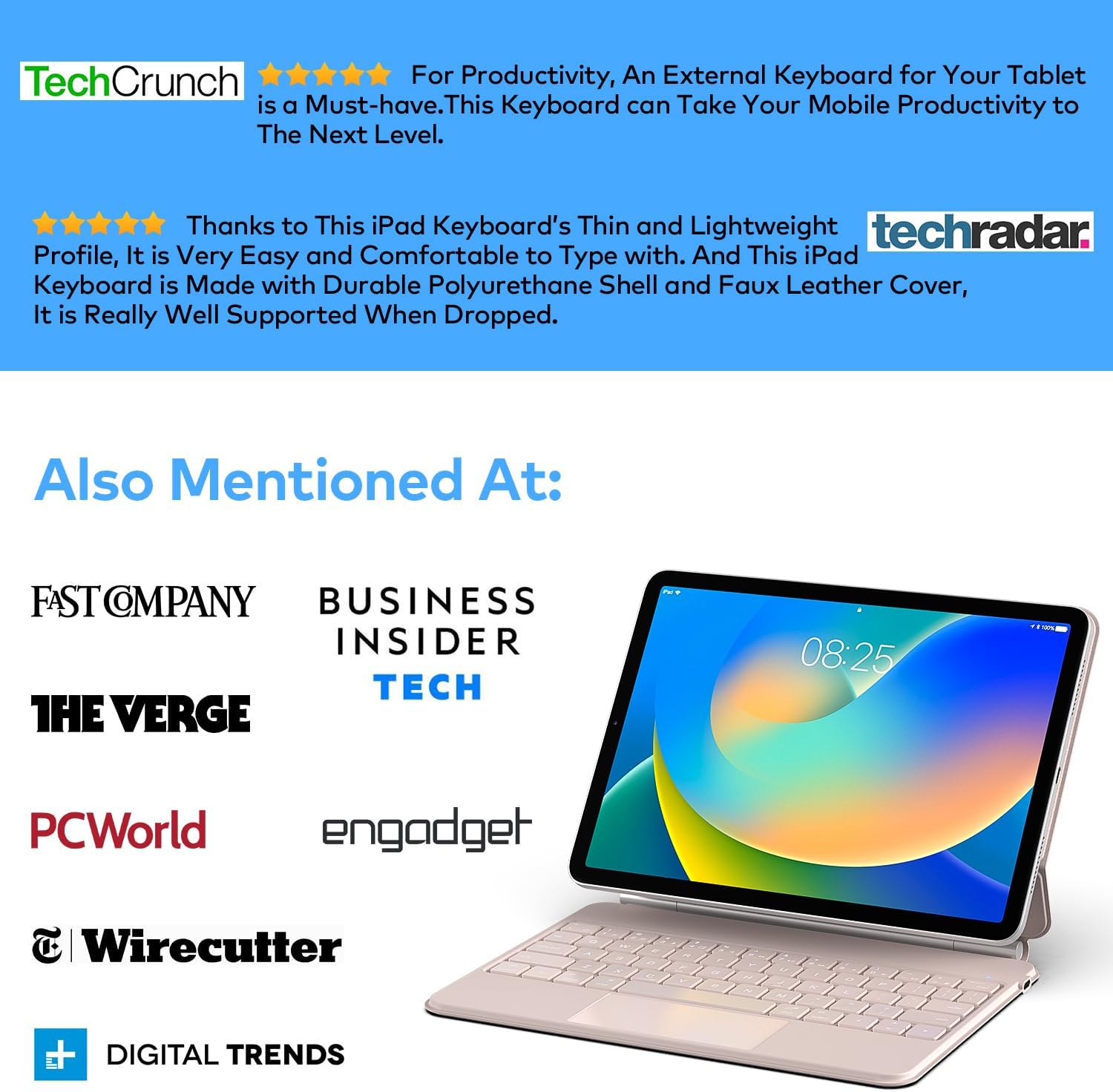 FUNDA CON TECLADO RUNELK PARA IPAD 10.9 PULGADAS 10ª Y 11ª GENERACIÓN CON TRACKPAD - 5