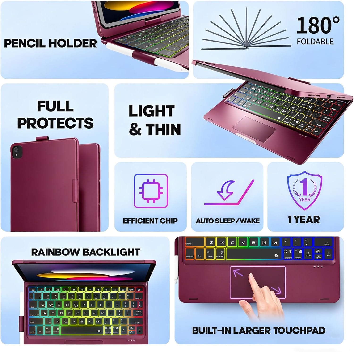 FUNDA CASE CON TECLADO INALÁMBRICO NOKBABO PARA IPAD 10/11 Y IPAD AIR 11 - 4