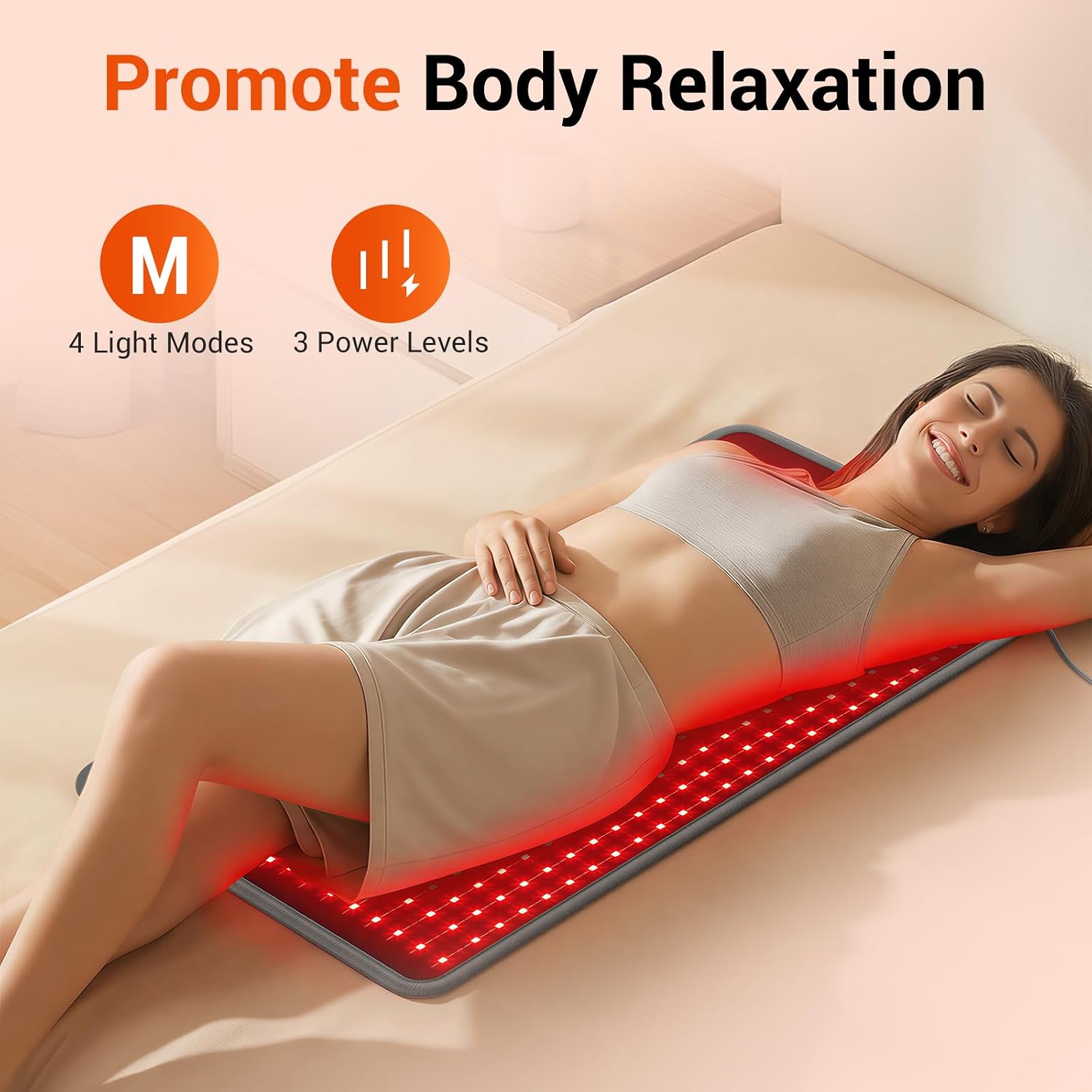 TAPETE DE TERAPIA CON LUZ ROJA COMFYTEMP 33'' X 17'' 660NM Y 850NM - 4